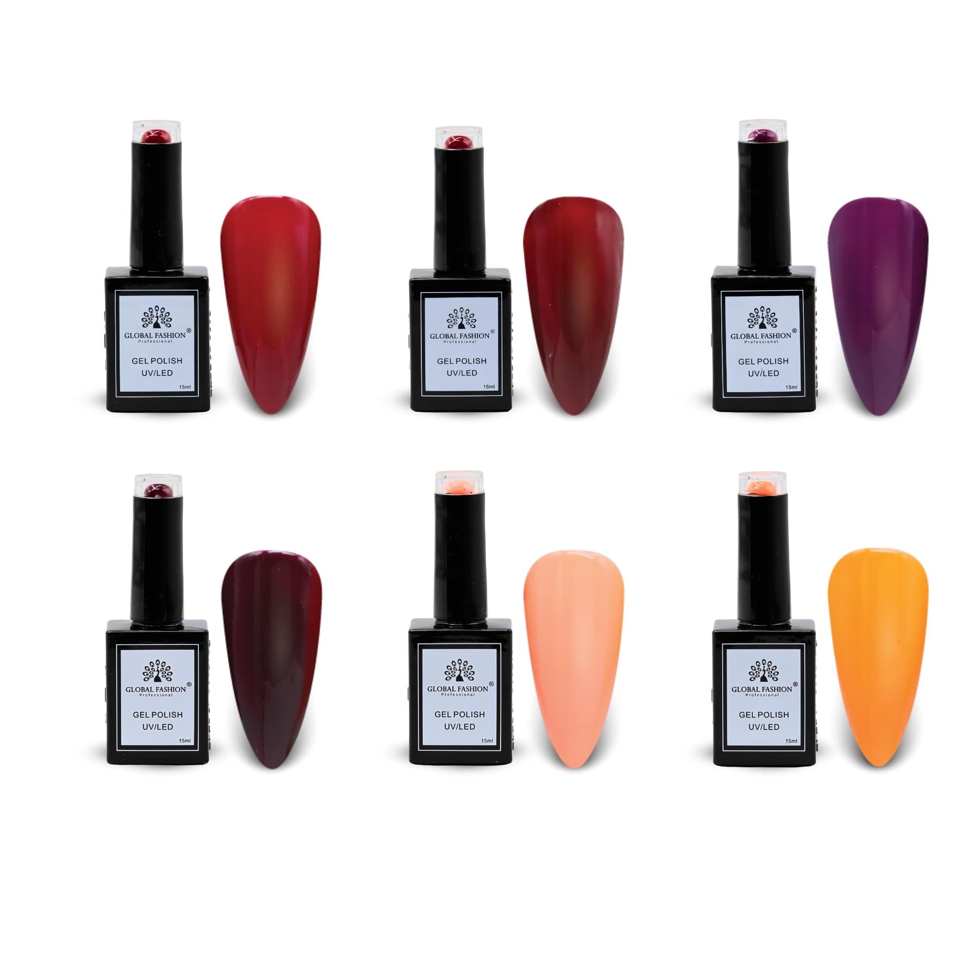 Coral Crush Gel Nail Polish Set – 6 UV LED Soak-Off Shades with Base & Top Coat, 15ml Long-Lasting Glossy Finish, Professional Nail Art Manicure Kit for Teen Girls, Gift, Home & Sa — Color 0614537761497