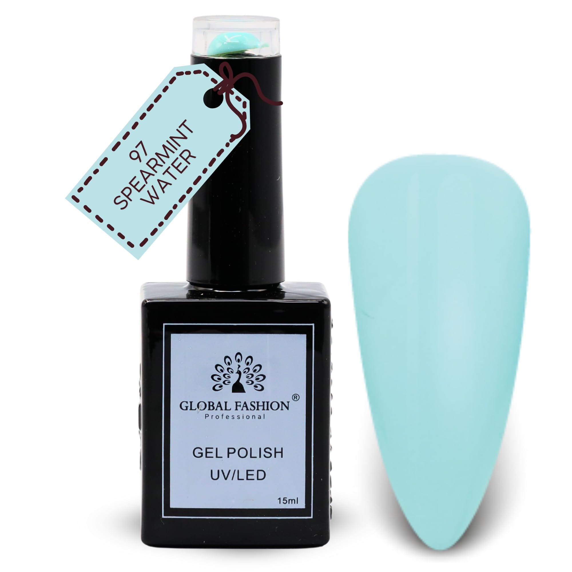 Global Fashion Garden Greens Collection Set (97–102) – 6 Long-Lasting, High-Gloss, Chip-Resistant Colors for Teens & Professionals – UV/LED Soak-Off Nail Kit (97-Spearmint Water-1p)
