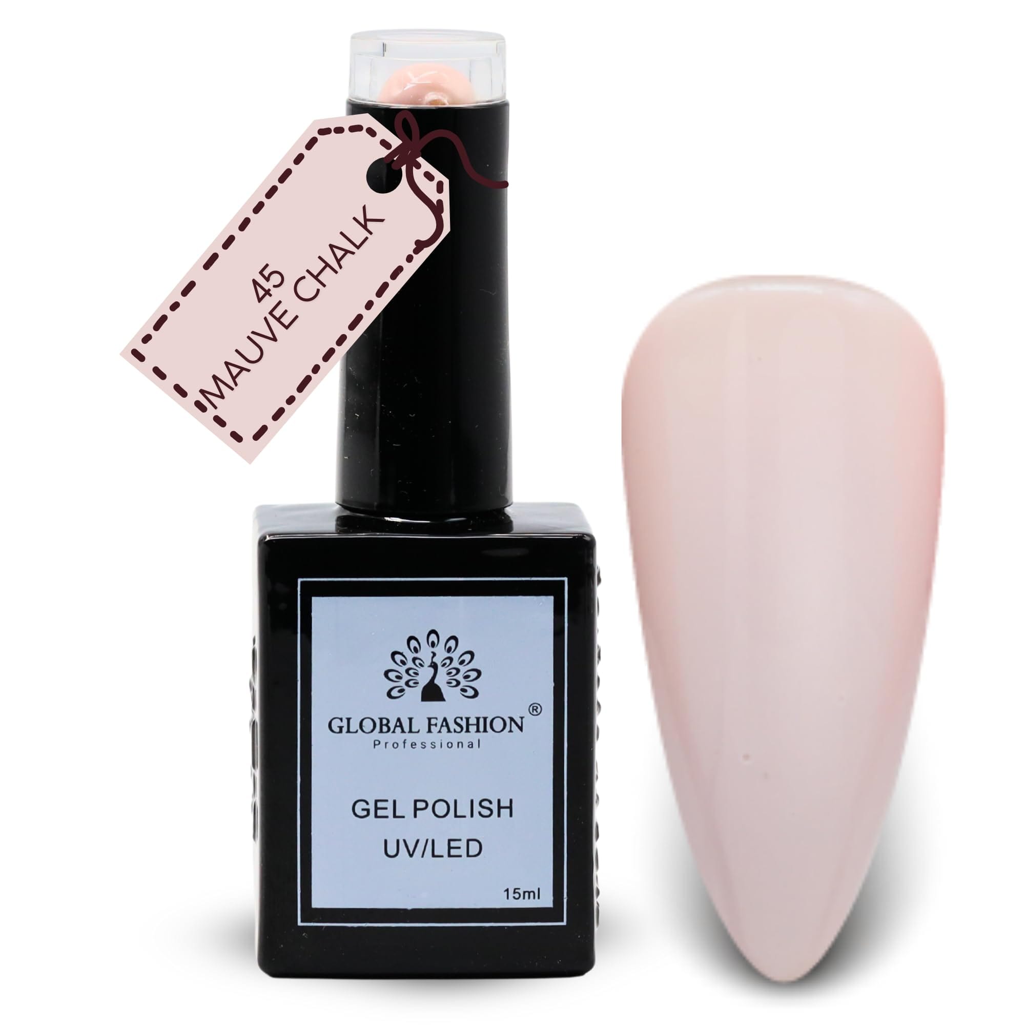 Global Fashion Soft Neutrals Collection Set (43–48) – 6 Long-Lasting, High-Gloss, Chip-Resistant Colors for Teens & Professionals – UV/LED Soak-Off Nail Kit (45-Mauve Chalk-1p, 15m)