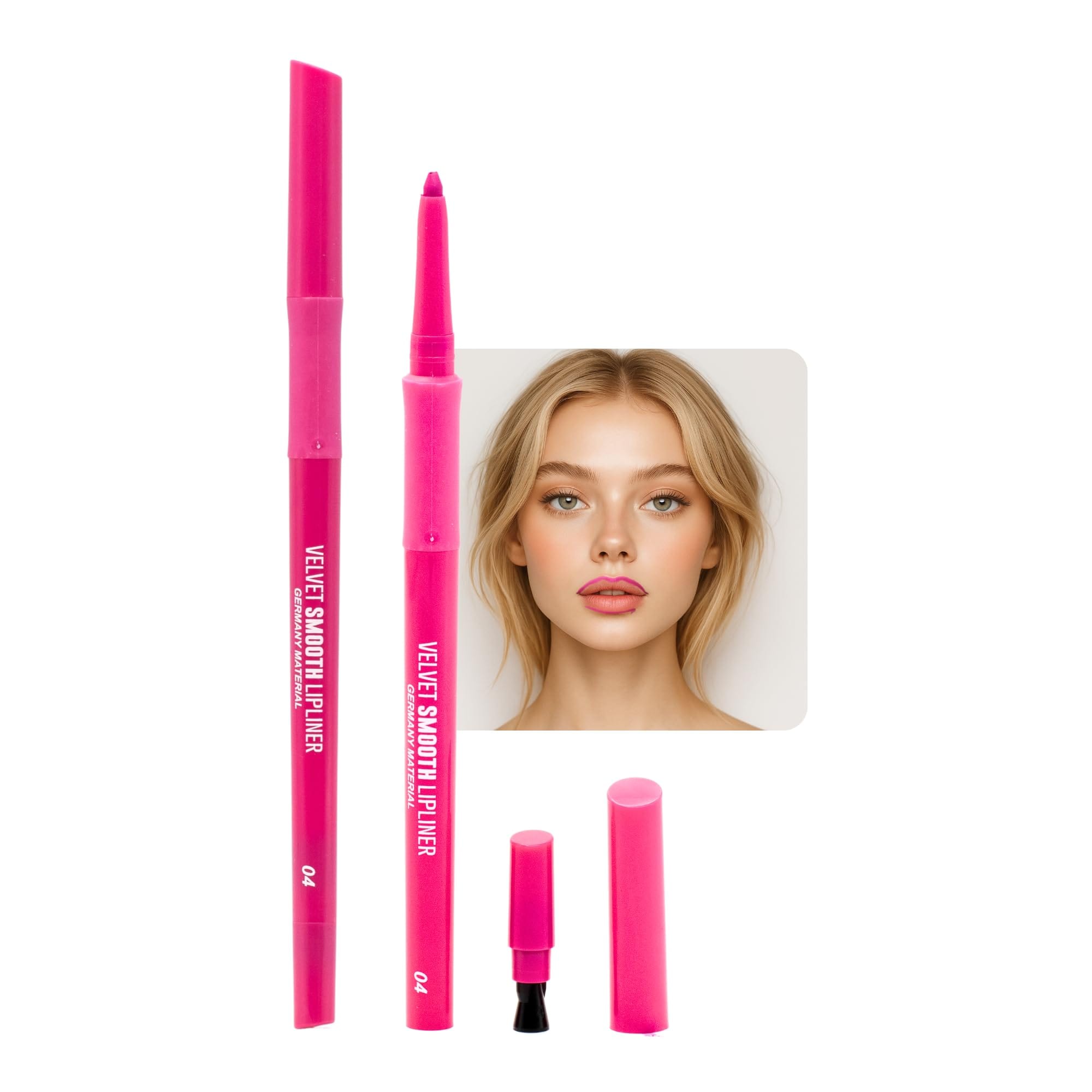 Velvet Smooth Lipliner | Mechanical Twist-Up Pencil, Long-Lasting Velvet-Matte, Waterproof & Smudge-Proof, Precision Lip Contour, Creamy Vegan Formula (4 - Persian rose)
