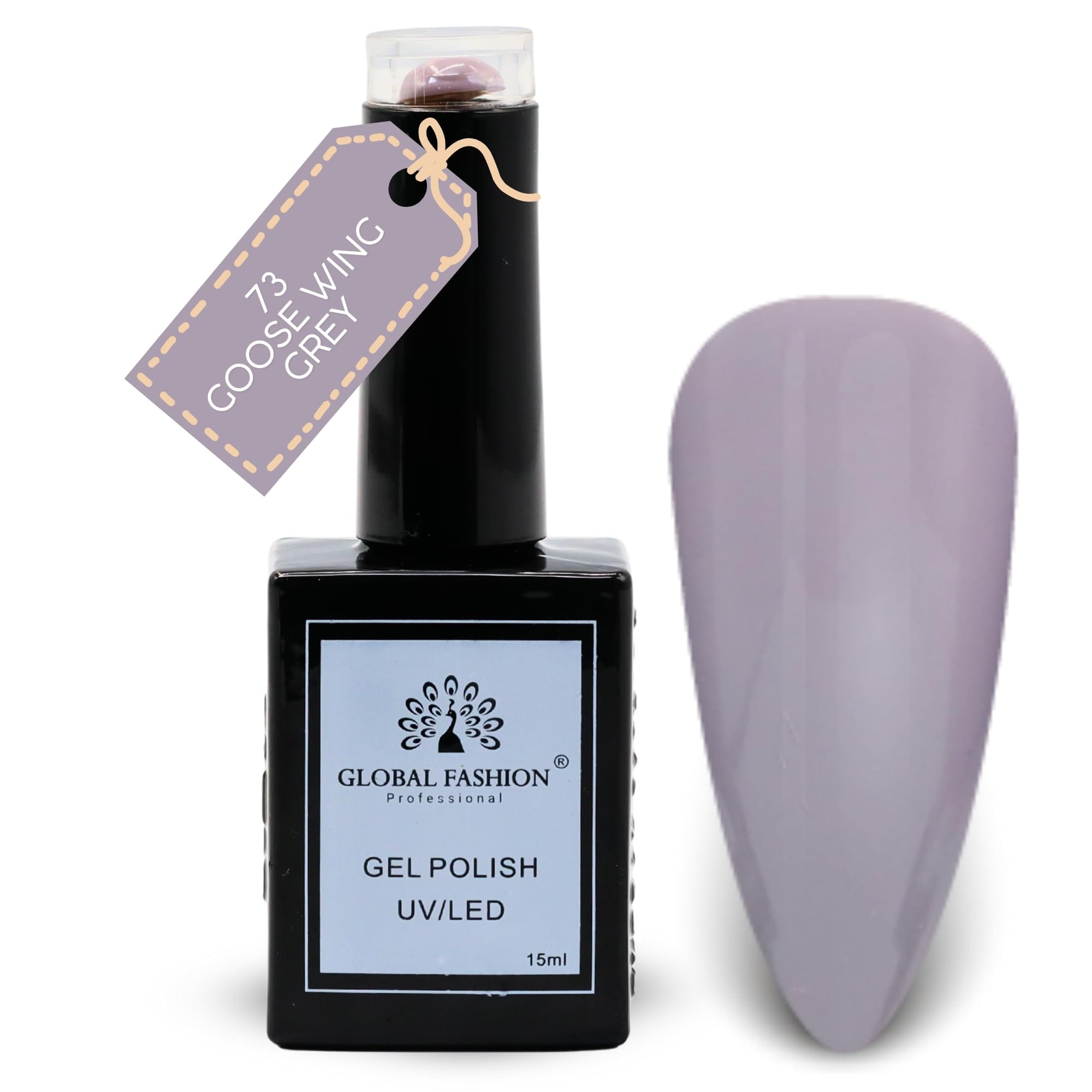 Global Fashion Lavender Lullaby Collection Set (73–78) – 6 Long-Lasting, High-Gloss, Chip-Resistant Colors for Teens & Professionals – UV/LED Nail Kit (73-Goose Wing Grey-1p, 15ml)