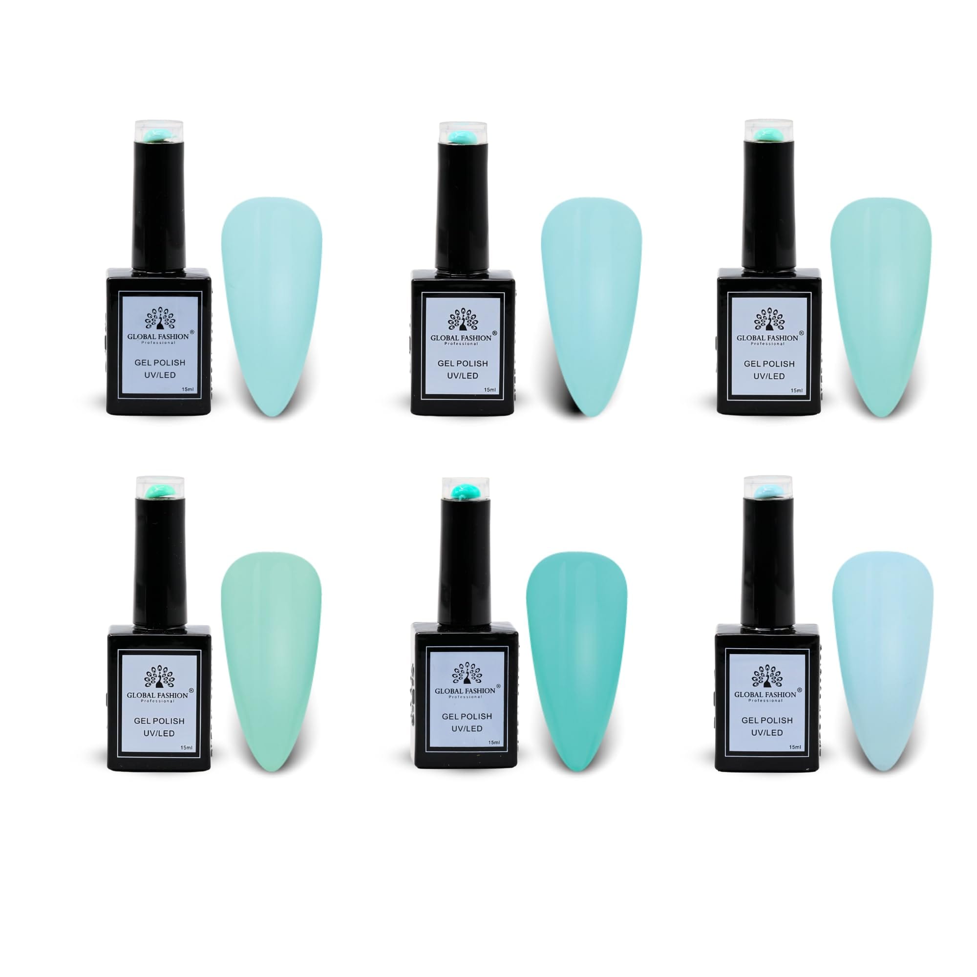 Global Fashion Garden Greens Collection Set (97–102) – 6 Long-Lasting, High-Gloss, Chip-Resistant Colors for Teens & Professionals – UV/LED Soak-Off Nail Kit (97–102 Garden Greens)