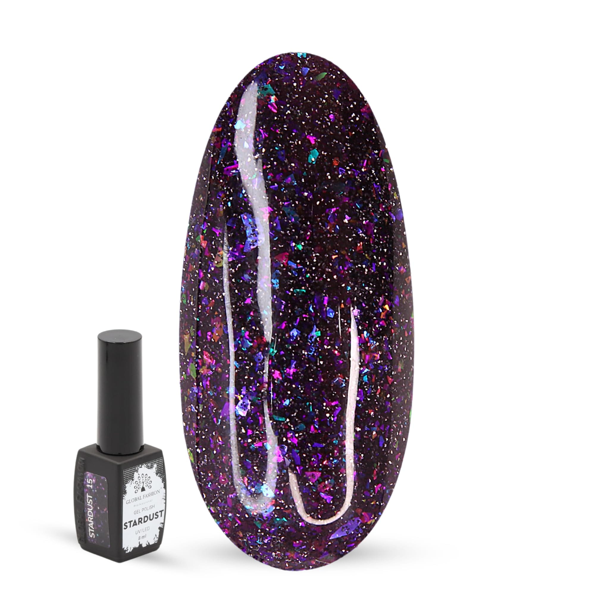 GLOBAL FASHION Professional Stardust Gel Polish 8ml: Unleash a Universe of Shimmering Hues on Your Fingertips (22 Colors) | (15)