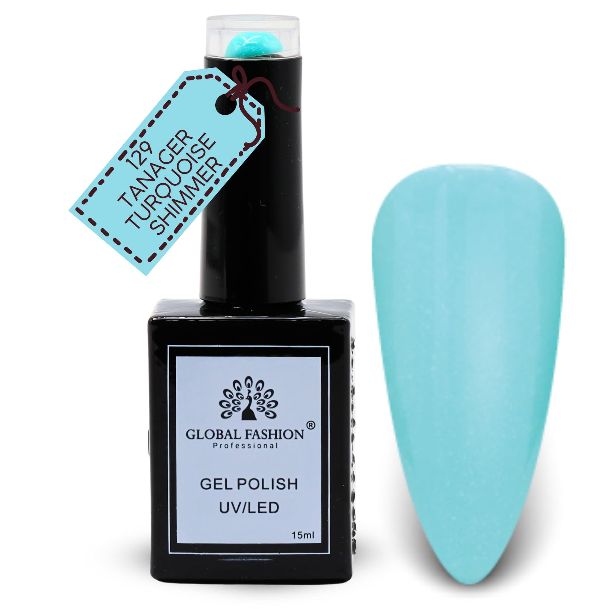 Global Fashion Earthy Elegance Collection (127–132) – 6 Long-Lasting, High-Gloss, Chip-Resistant Colors for Teens & Professionals – UV/LED Soak-Off Nail (129-Tanager Turquoise Shim)