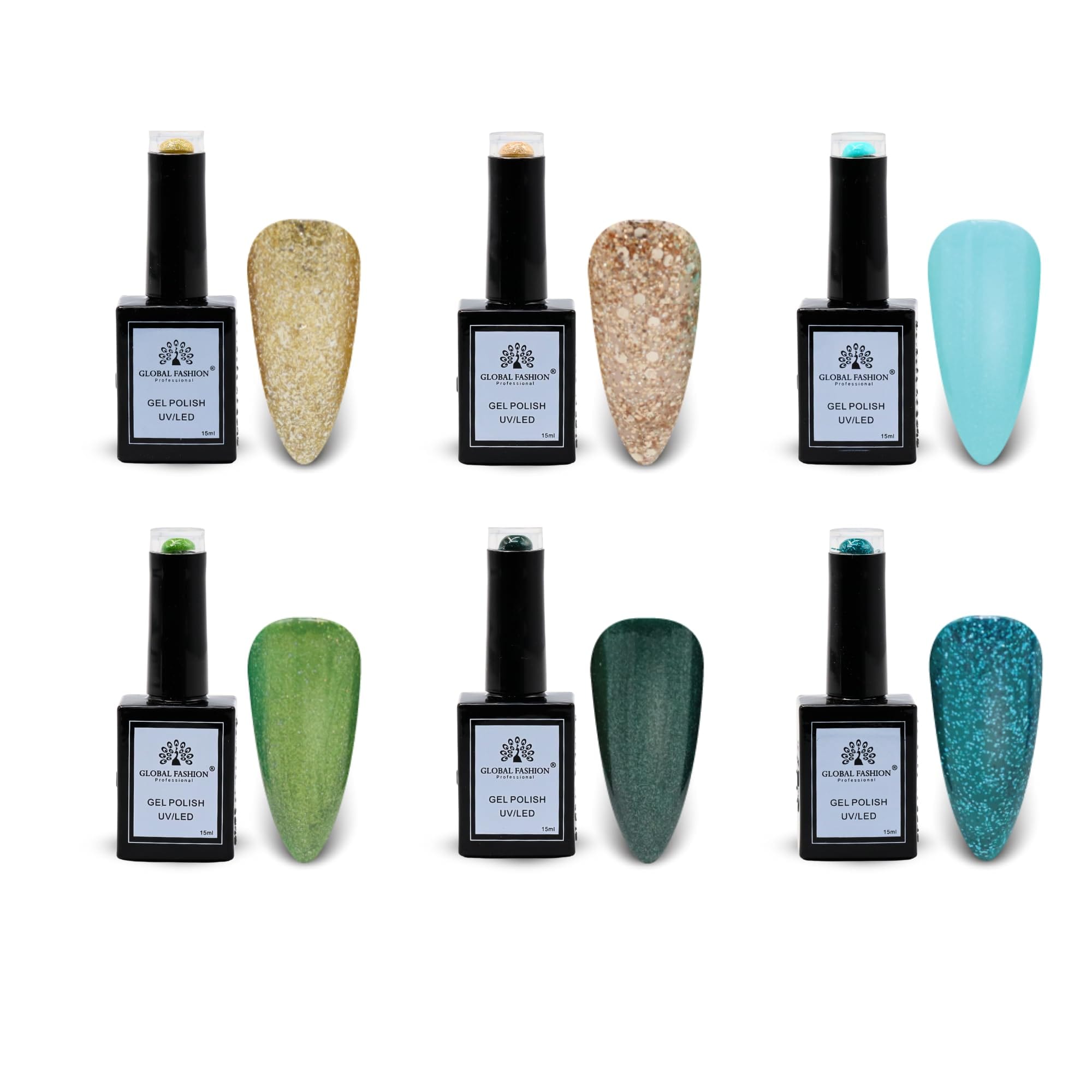 Global Fashion Earthy Elegance Collection (127–132) – 6 Long-Lasting, High-Gloss, Chip-Resistant Colors for Teens & Professionals – UV/LED Soak-Off Nail (127–132 Earthy Elegance Co)