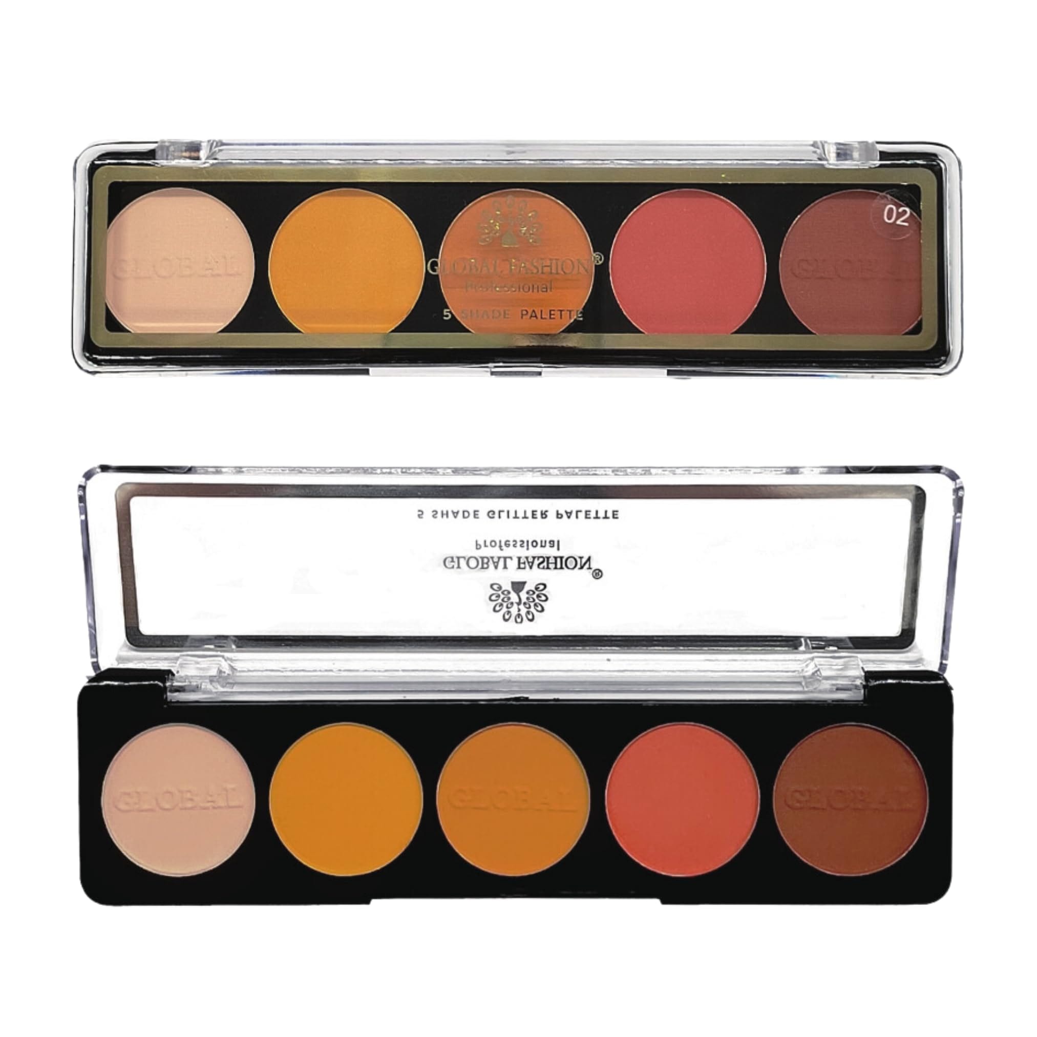Global Fashion Professional 5-Color Eye Shad Palette - Long-Lasting Matte and Shimmer Shades, High Pigment, Blendable Makeup Palette for Day & Night Looks | (PALETTE 2)