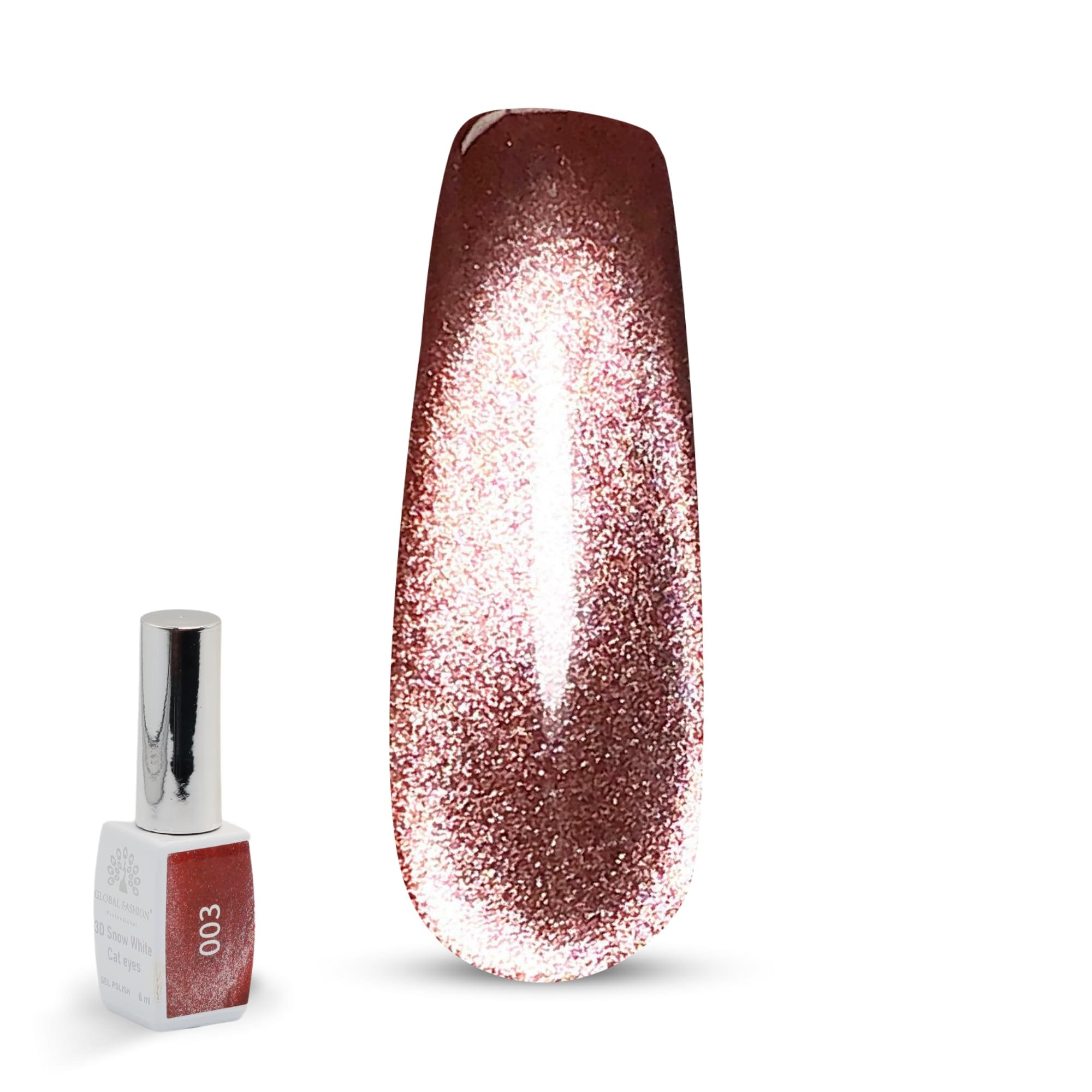 3D Snow White Cat Eye Gel Nail Polish 8ml – Long-Lasting Magnetic Gel, Holographic Shimmer, UV/LED Soak Off, Chip-Resistant, Vegan Cruelty-Free, DIY Nail Art, Salon Quality Manicur — Color 6145377443600