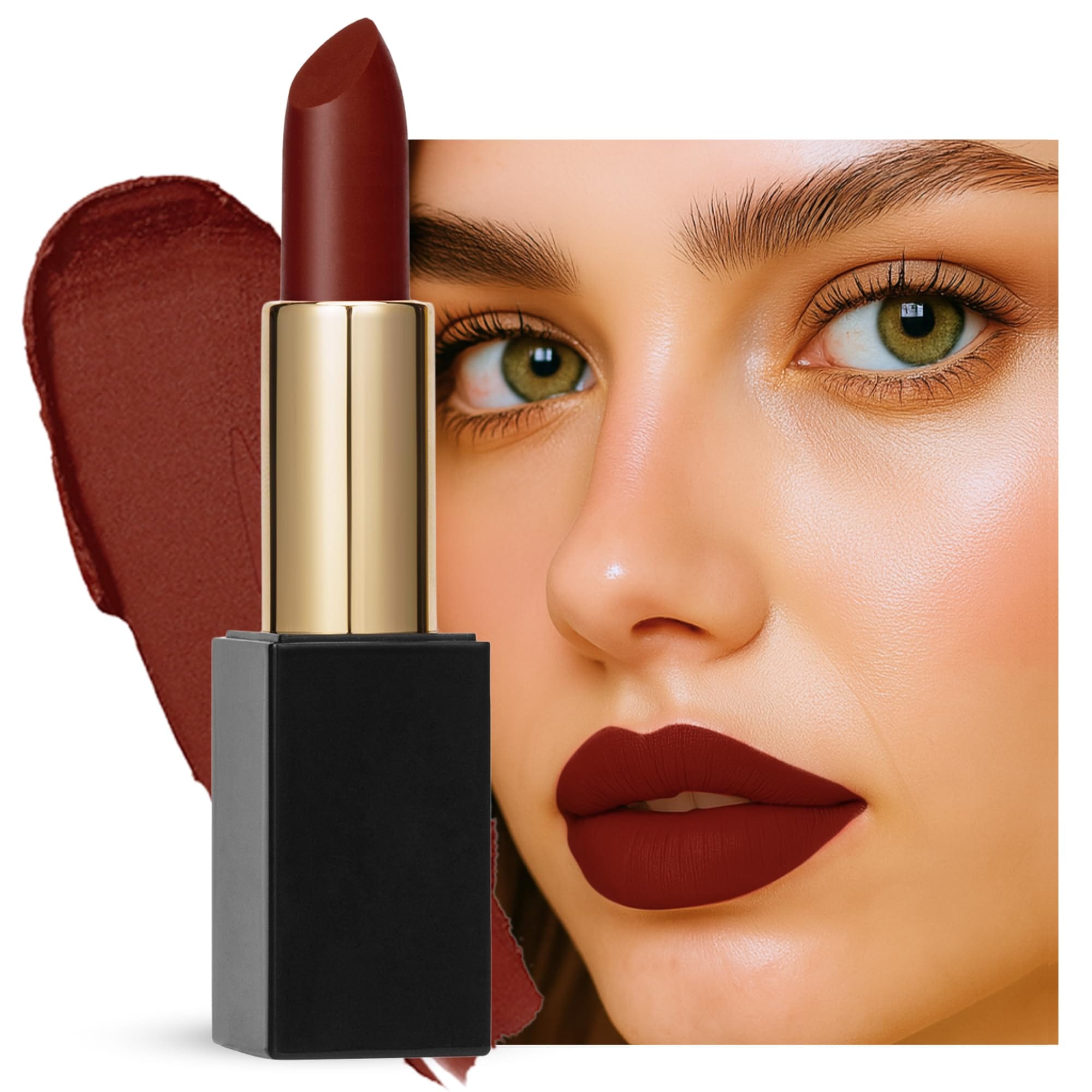 Global Fashion Lubrication Matte Lipstick - 24 Vibrant Shades, Long‑Lasting, Moisturizing Matte Finish Enriched with Vitamin E & Argan‑Oil, High‑Pigment Nude & Red Tones (117)