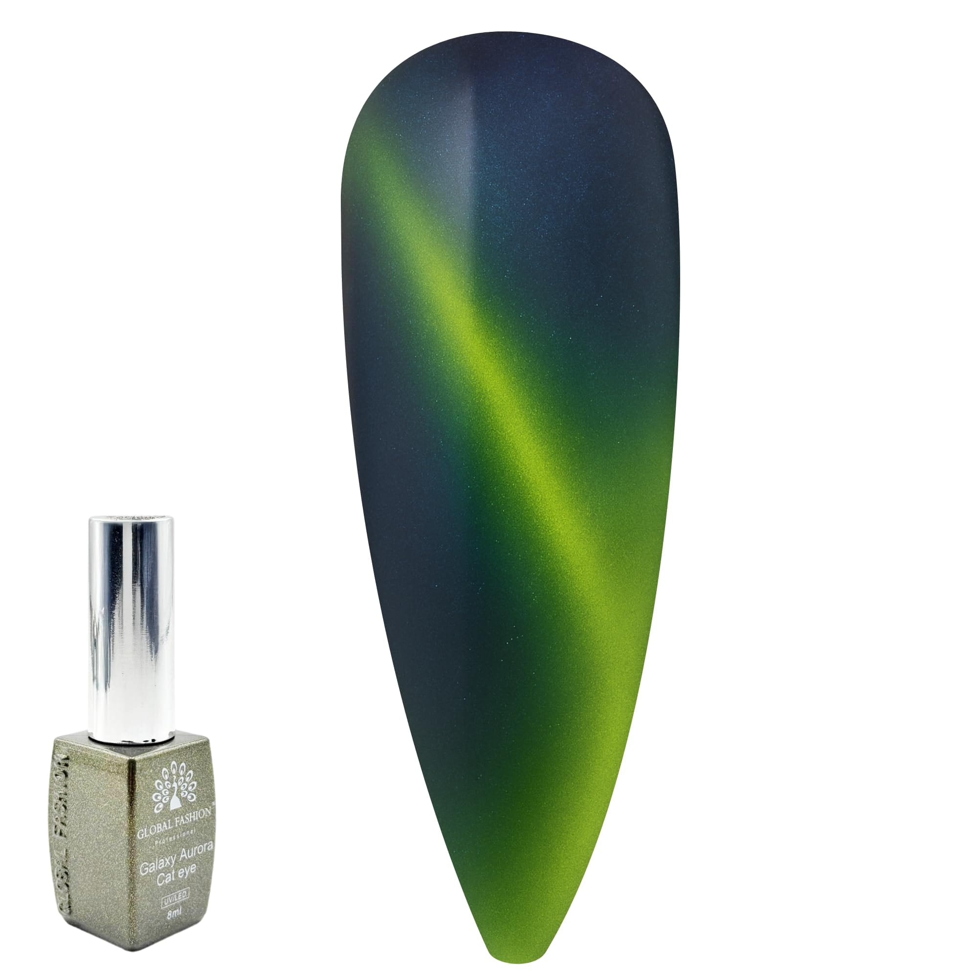 Galaxy Aurora Magnetic Cat Eye Gel Nail Polish UV/LED Gel 8ML — 9D Multitone Reflective Chameleon Effect, Soak Off Magnetic Gel with Magnet Stick for DIY & Salon Nails, Long-Lastin — Color 0614537759371