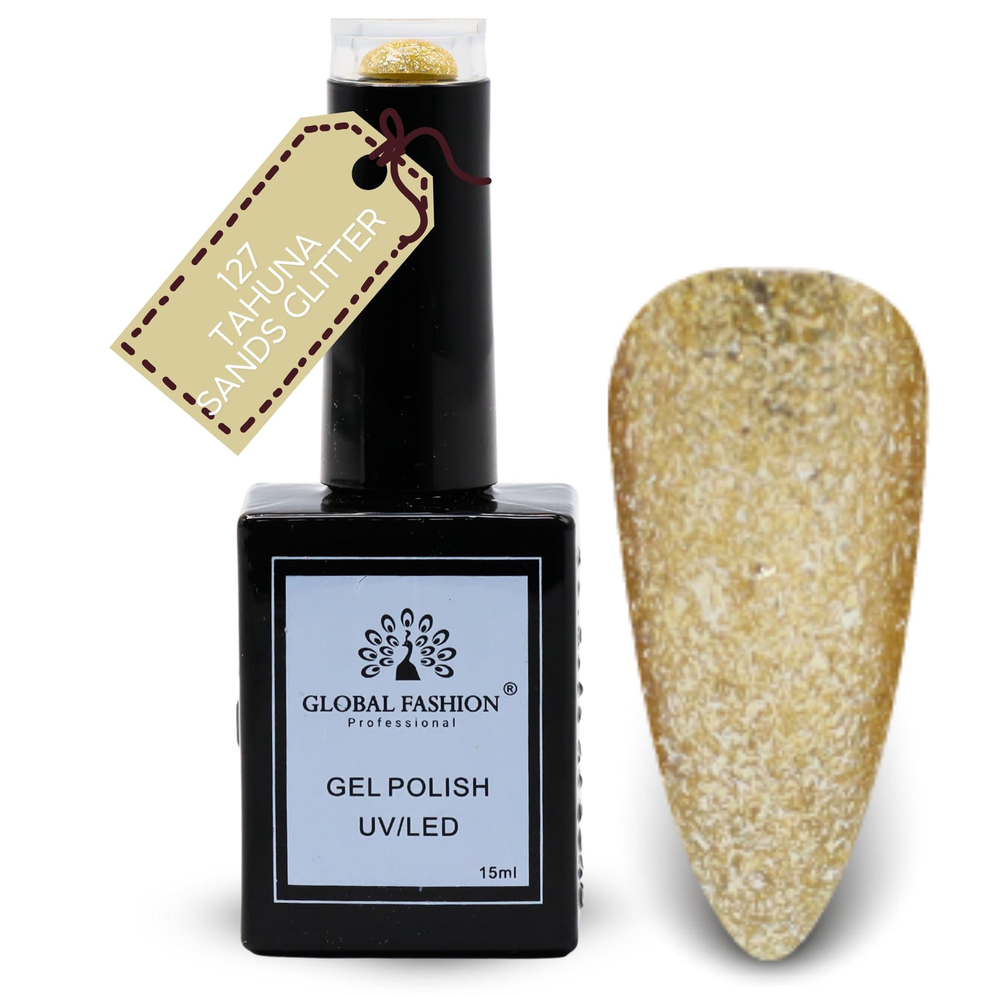 Global Fashion Earthy Elegance Collection (127–132) – 6 Long-Lasting, High-Gloss, Chip-Resistant Colors for Teens & Professionals – UV/LED Soak-Off Nail (127-Tahuna Sands Glitter-1)