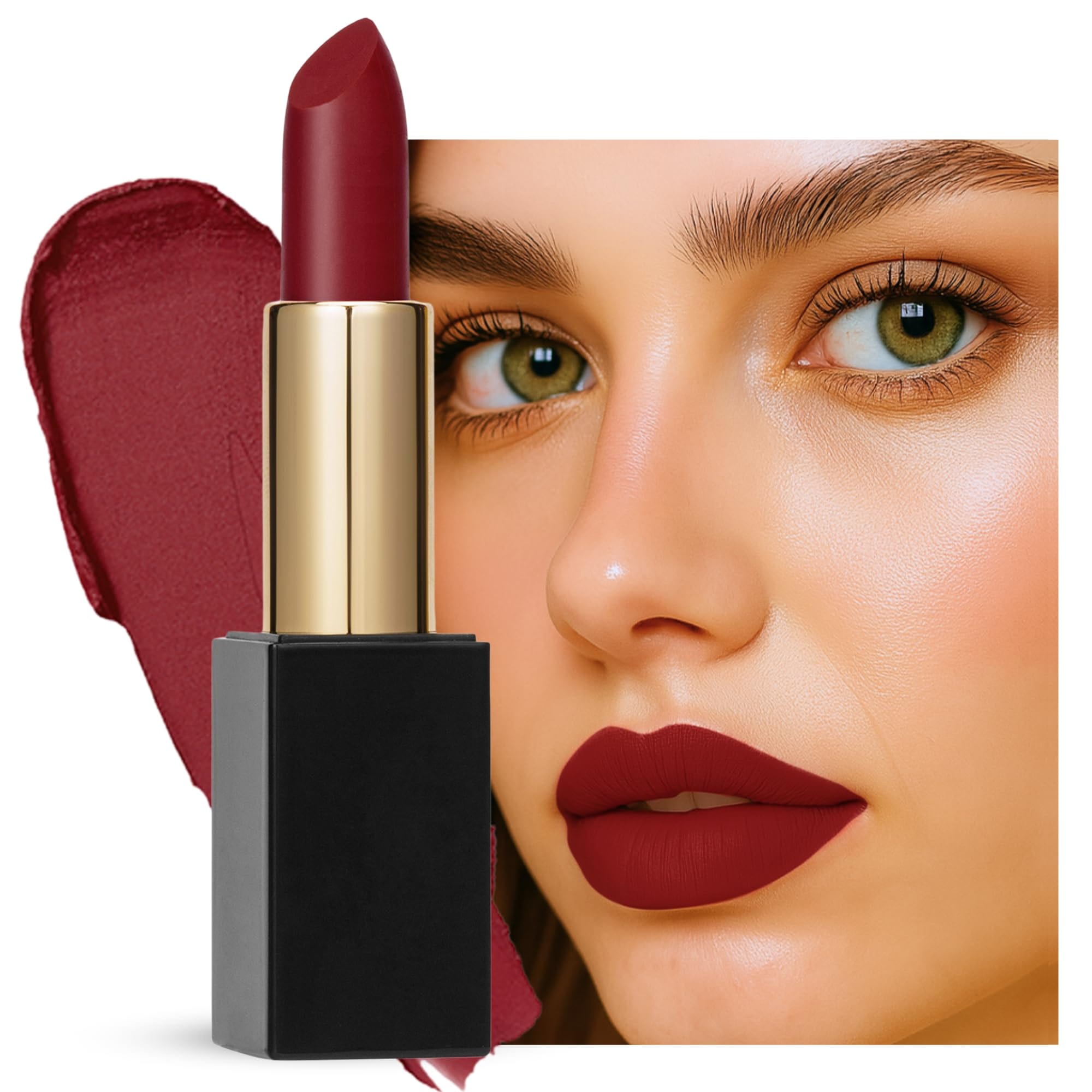 Global Fashion Lubrication Matte Lipstick - 24 Vibrant Shades, Long‑Lasting, Moisturizing Matte Finish Enriched with Vitamin E & Argan‑Oil, High‑Pigment Nude & Red Tones (122)