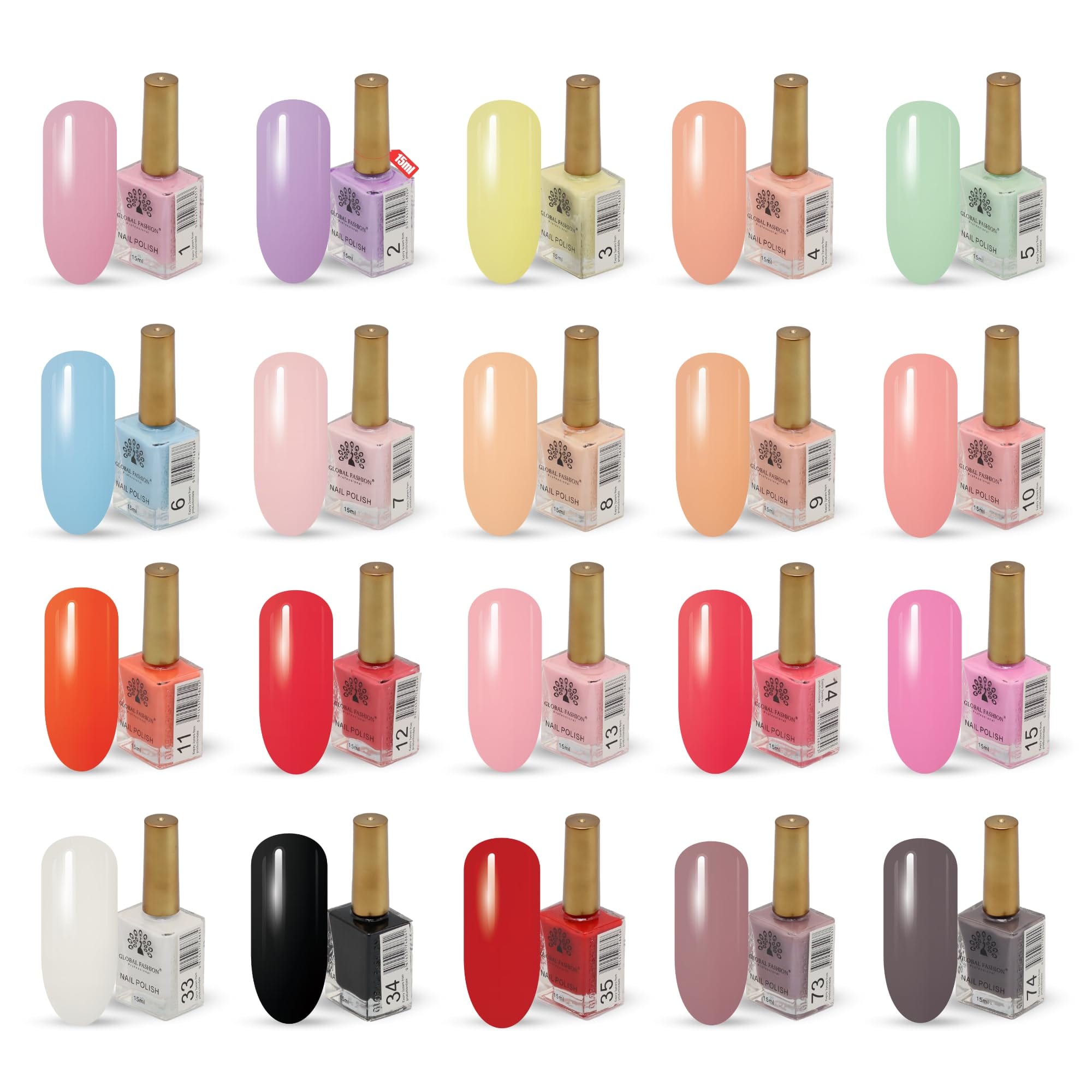 Nail Polish Set 15ml – 20 Vibrant Shades for Women, Manicure & Pedicure, Long-Lasting, Chip-Resistant, Quick Dry, Vegan, Cruelty-Free, Salon-Quality Finish (Soft Elegance, 20 Shade)