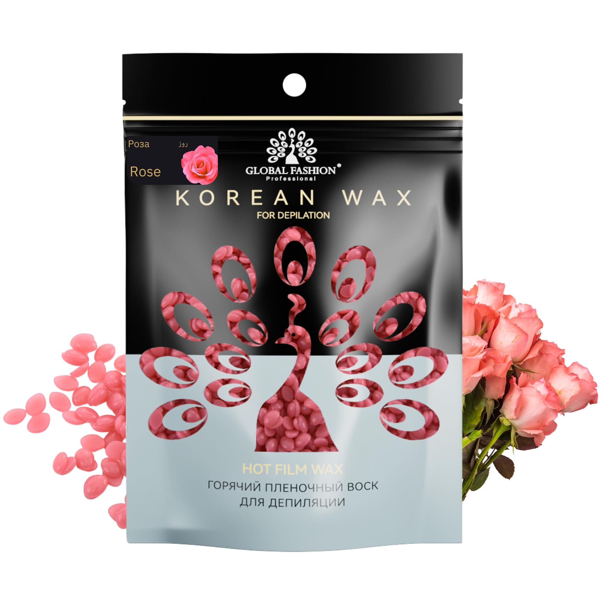 Korean Hot Film Hard Wax Beans for Painless Hair Removal – 12 Variants Stripless Korean Waxing Beads for Bikini, Legs, Face, Body – All Skin Types (1000g, ROSE) — Scent Rose-1000g