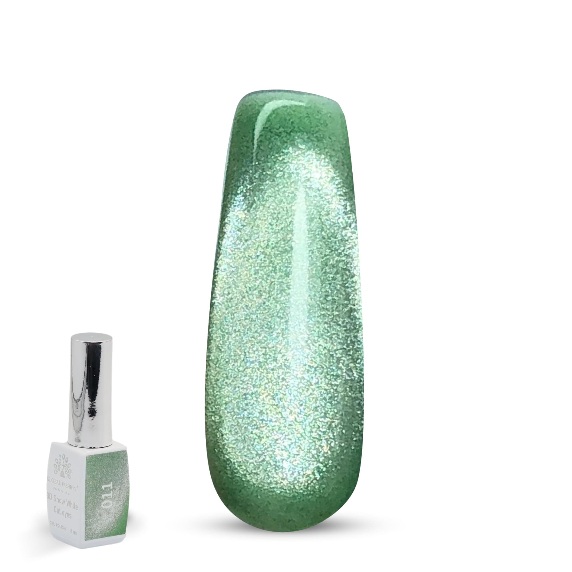 3D Snow White Cat Eye Gel Nail Polish 8ml – Long-Lasting Magnetic Gel, Holographic Shimmer, UV/LED Soak Off, Chip-Resistant, Vegan Cruelty-Free, DIY Nail Art, Salon Quality Manicur — Color 6145377444454