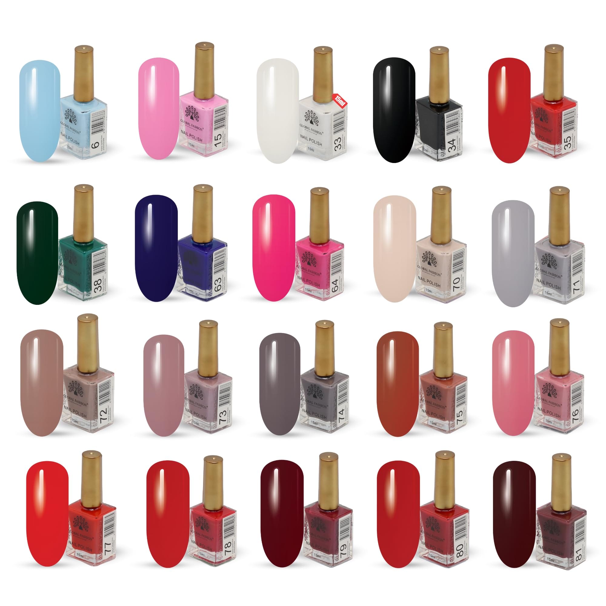 Nail Polish Set 15ml – 20 Vibrant Shades for Women, Manicure & Pedicure, Long-Lasting, Chip-Resistant, Quick Dry, Vegan, Cruelty-Free, Salon-Quality Finish (Urban Chic, 20 Shades)