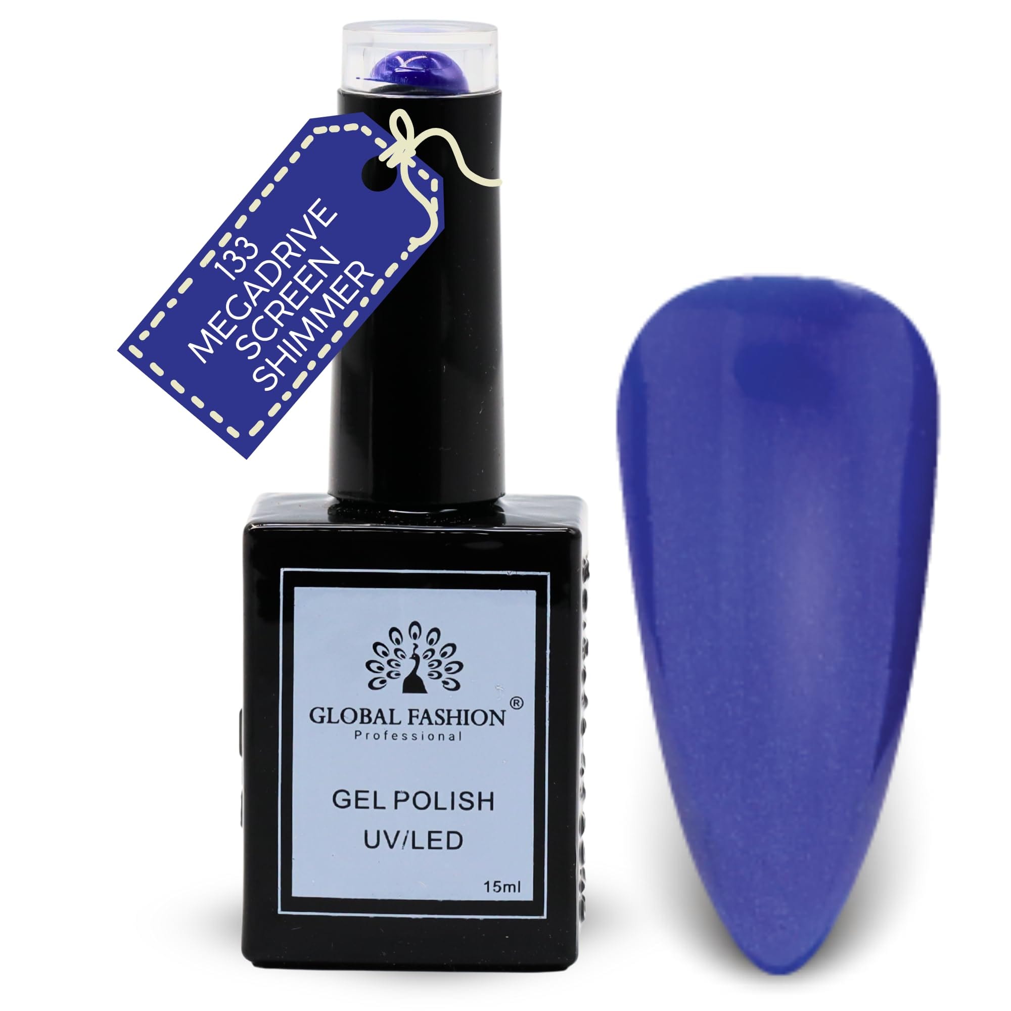 Global Fashion Glitter & Glimmer Collection (133–140) – 6 Long-Lasting, High-Gloss, Chip-Resistant Colors for Teens & Professionals – UV/LED Soak-Off Nail Kit (133-Megadrive Screen)