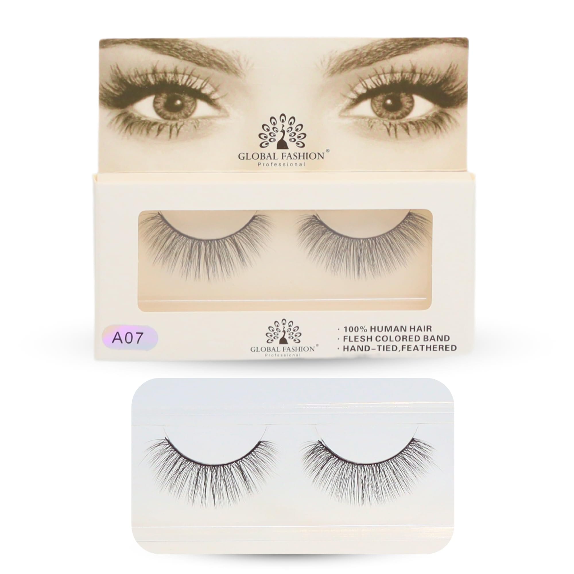 2 Pcs False Eyelashes Pack - Wispy Natural Look, Mink Fluffy Strips, Cat Eye and Fox Eye Lashes, Reusable, Easy Application, Perfect for Daily Wear & Special Occasions - | (Eyelash) — Color Eyelash A07-1 Pair