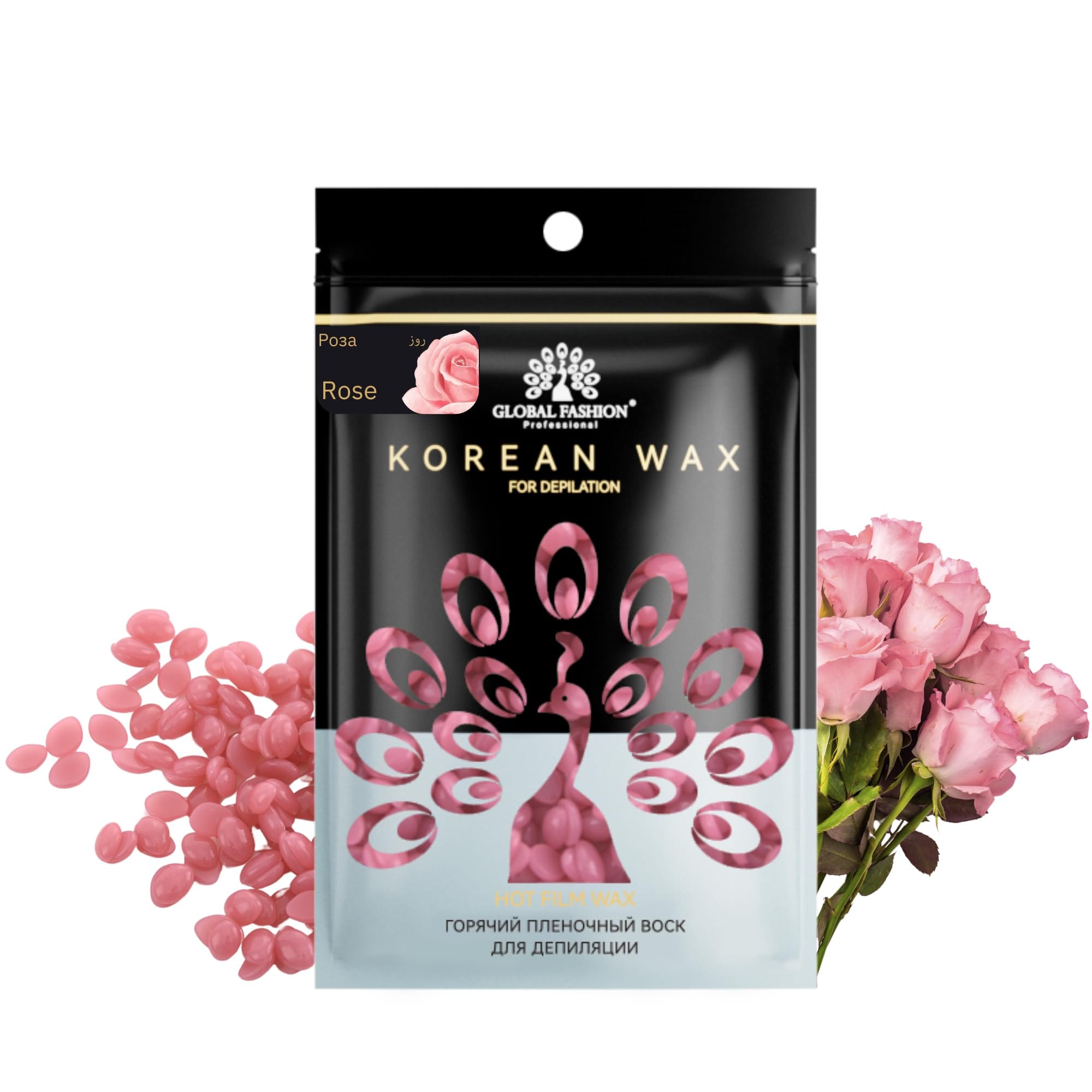 Korean Hot Film Hard Wax Beans for Painless Hair Removal – 12 Variants Stripless Korean Waxing Beads for Bikini, Legs, Face, Body – All Skin Types (100g, HOT PINK ROSE) — Scent Hot-pink-rose-100g