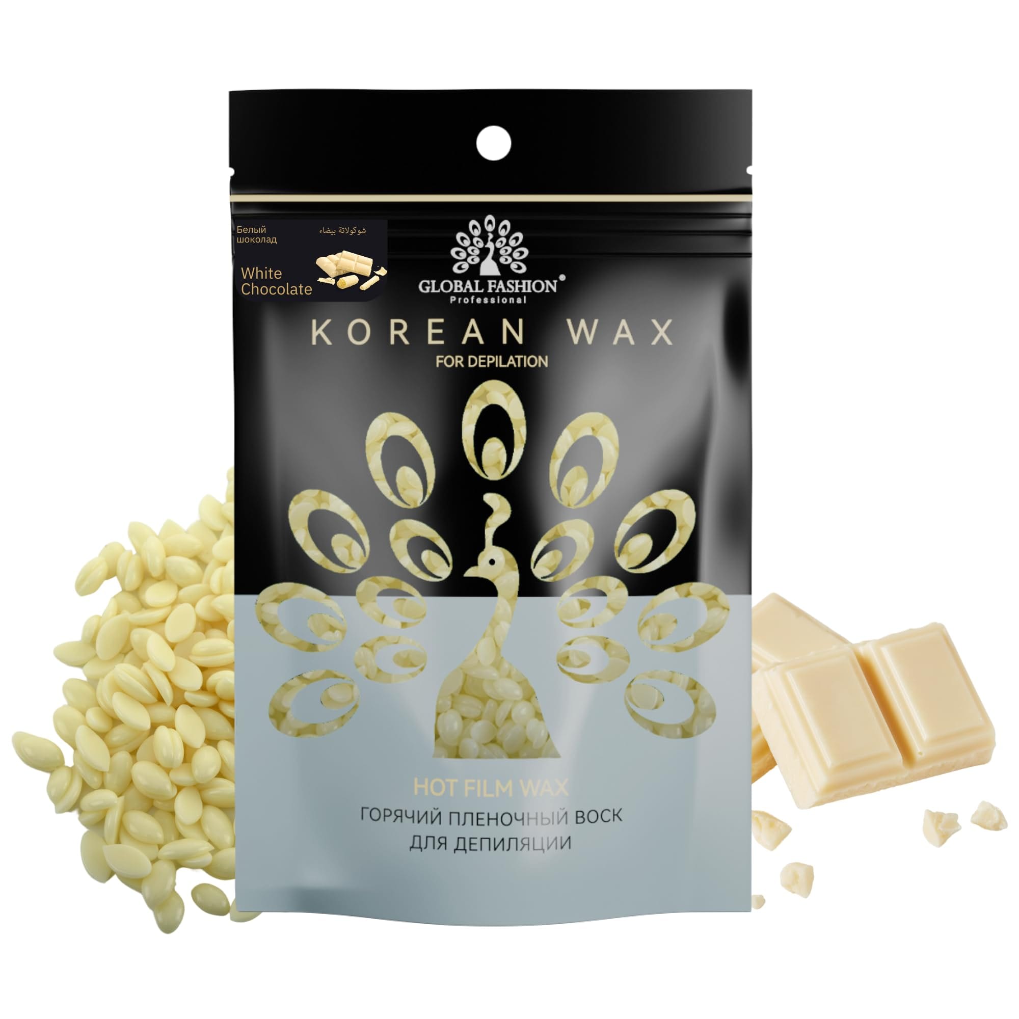 Korean Hot Film Hard Wax Beans for Painless Hair Removal – 12 Variants Stripless Korean Waxing Beads for Bikini, Legs, Face, Body – All Skin Types (500g, WHITE CHOCOLATE) — Scent white-chocolate-500g