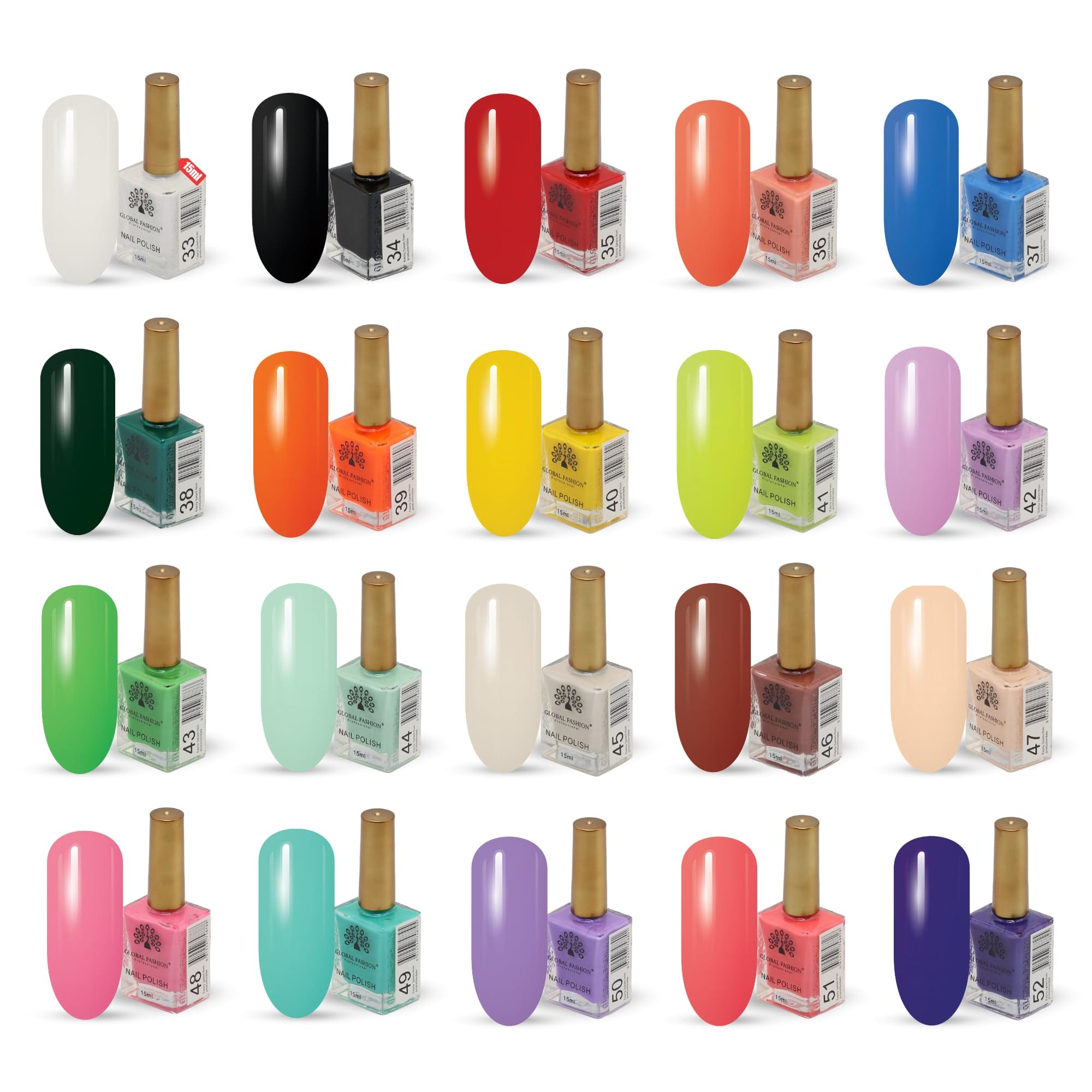 Nail Polish Set 15ml – 20 Vibrant Shades for Women, Manicure & Pedicure, Long-Lasting, Chip-Resistant, Quick Dry, Vegan, Cruelty-Free, Salon-Quality Finish (Exotic Bloom, 20 Shades)