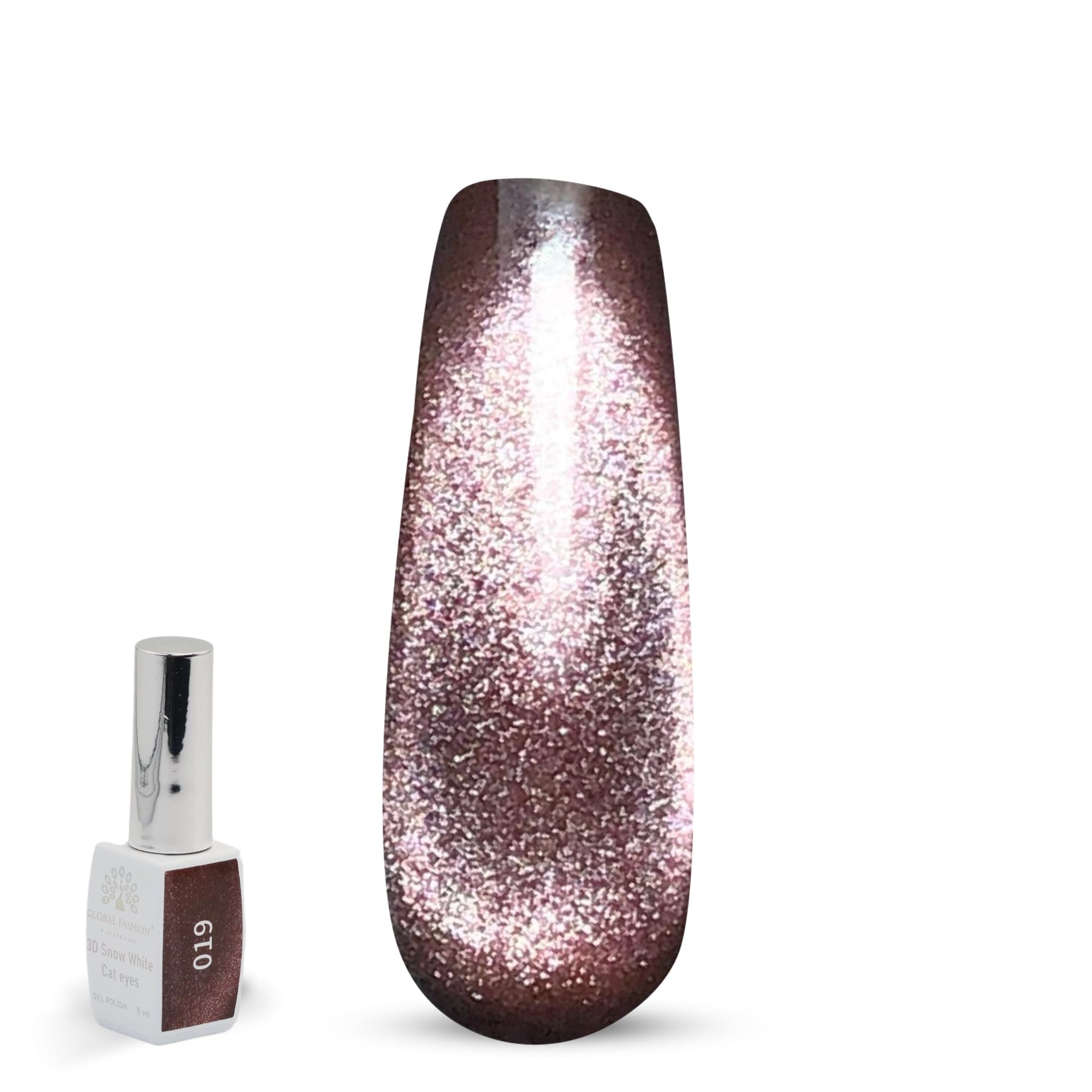3D Snow White Cat Eye Gel Nail Polish 8ml – Long-Lasting Magnetic Gel, Holographic Shimmer, UV/LED Soak Off, Chip-Resistant, Vegan Cruelty-Free, DIY Nail Art, Salon Quality Manicur — Color 6145377445130