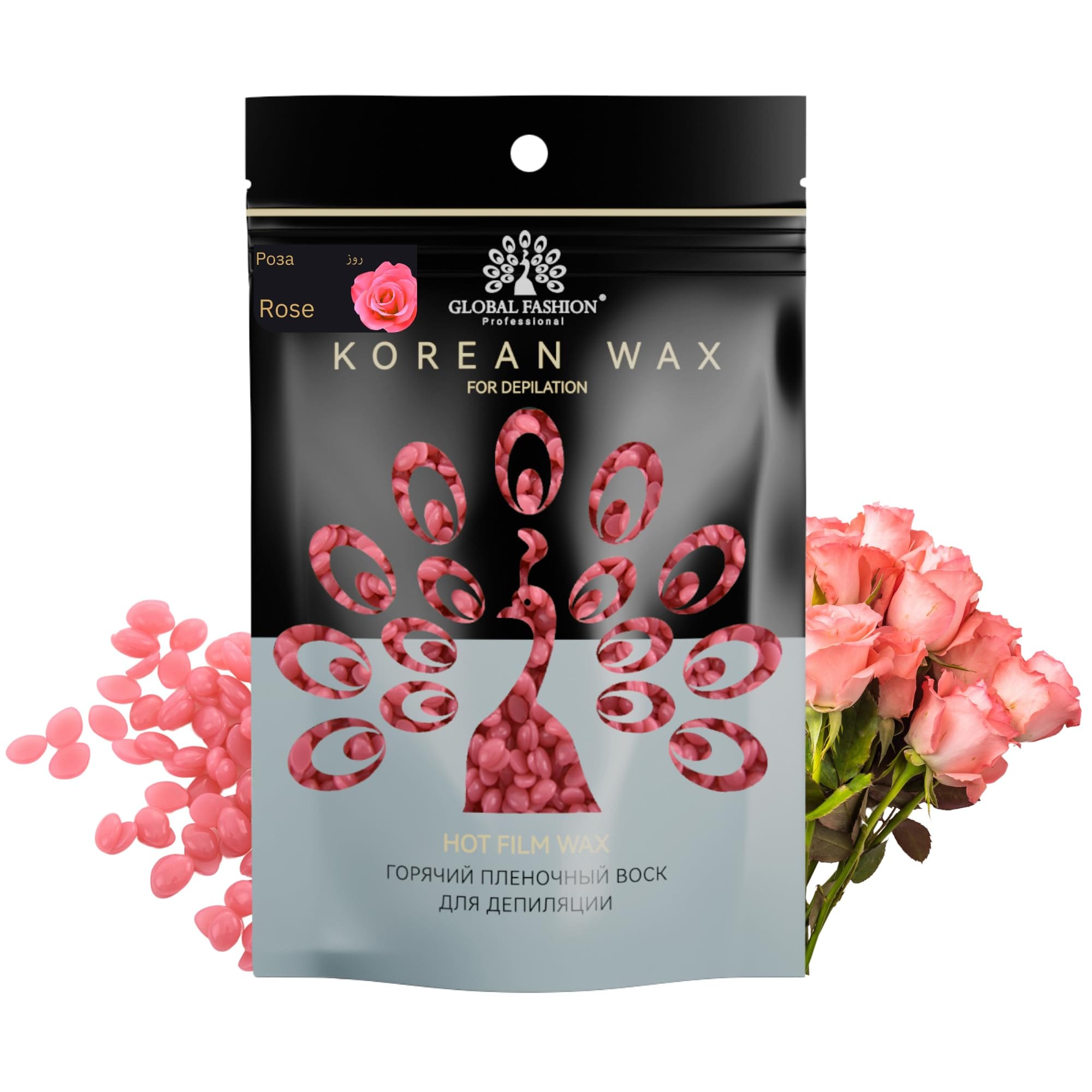 Korean Hot Film Hard Wax Beans for Painless Hair Removal – 12 Variants Stripless Korean Waxing Beads for Bikini, Legs, Face, Body – All Skin Types (500g, ROSE) — Scent Rose-500g