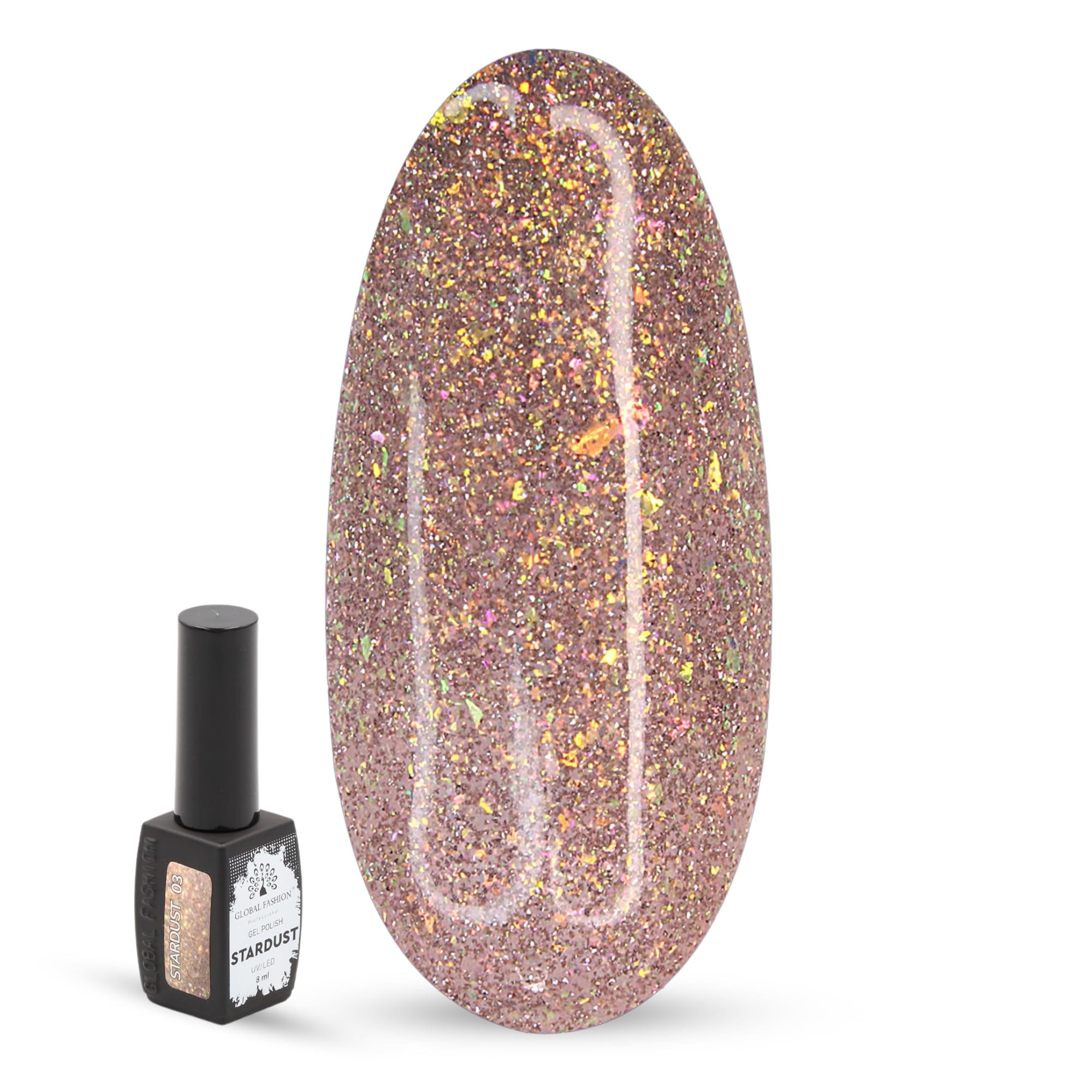 Stardust Gel Nail Polish – 8ml Holographic Glitter, Long-Lasting High-Gloss Soak Off UV/LED Gel, Professional Salon Quality & DIY Nail Art for Manicure and Pedicure at Home or Salo — Color 4673724655830