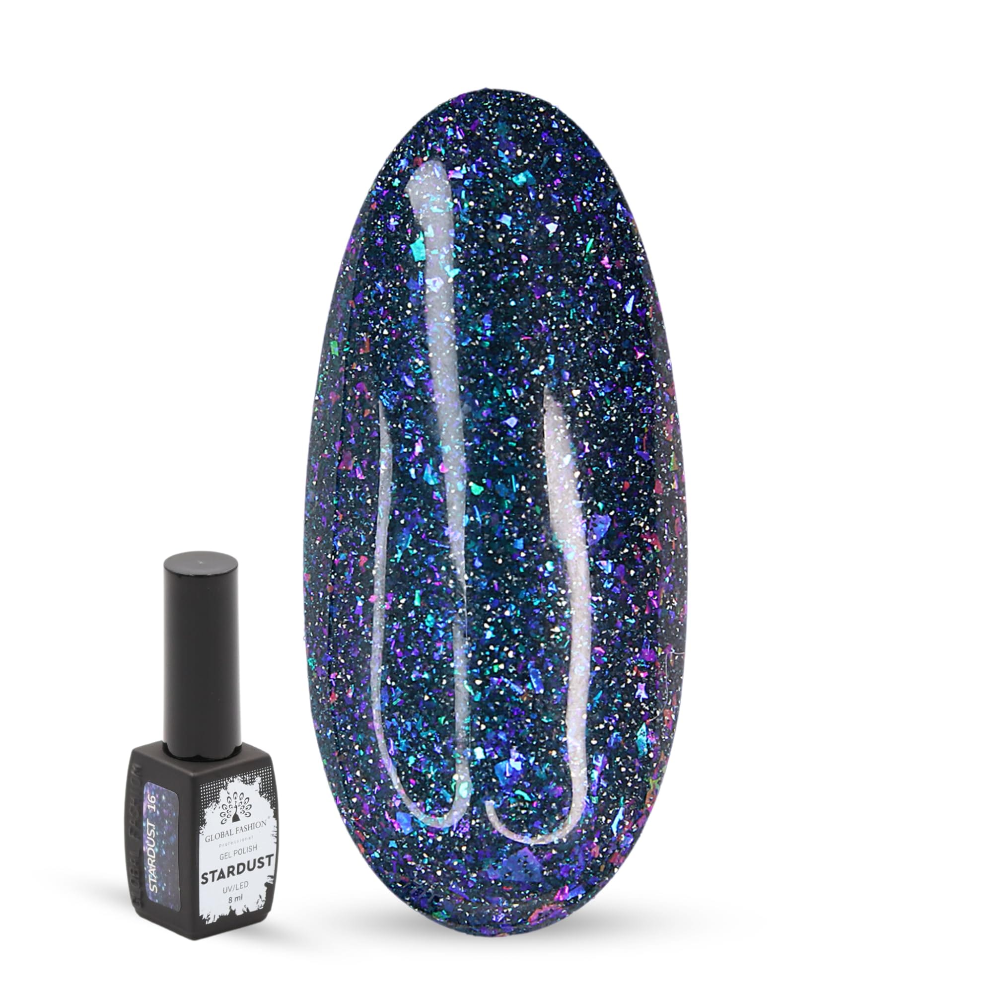 Stardust Gel Nail Polish – 8ml Holographic Glitter Color, Long-Lasting High-Gloss Soak Off UV/LED Gel, Professional Salon Quality & DIY Nail Art for Easy Manicure and Pedicure at H — Color 4673724655960