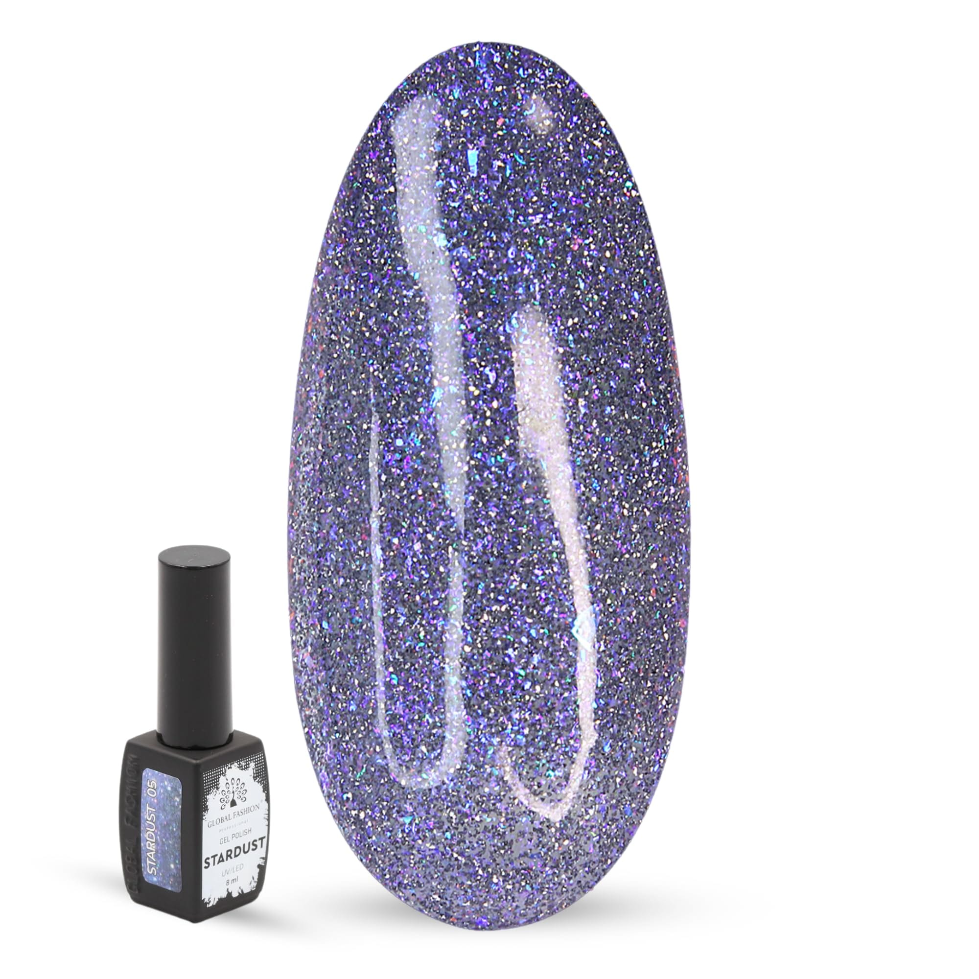 Stardust Gel Nail Polish – 8ml Holographic Glitter Color, Long-Lasting High-Gloss Soak Off UV/LED Gel, Professional Salon Quality & DIY Nail Art for Easy Manicure and Pedicure at H — Color 4673724655854