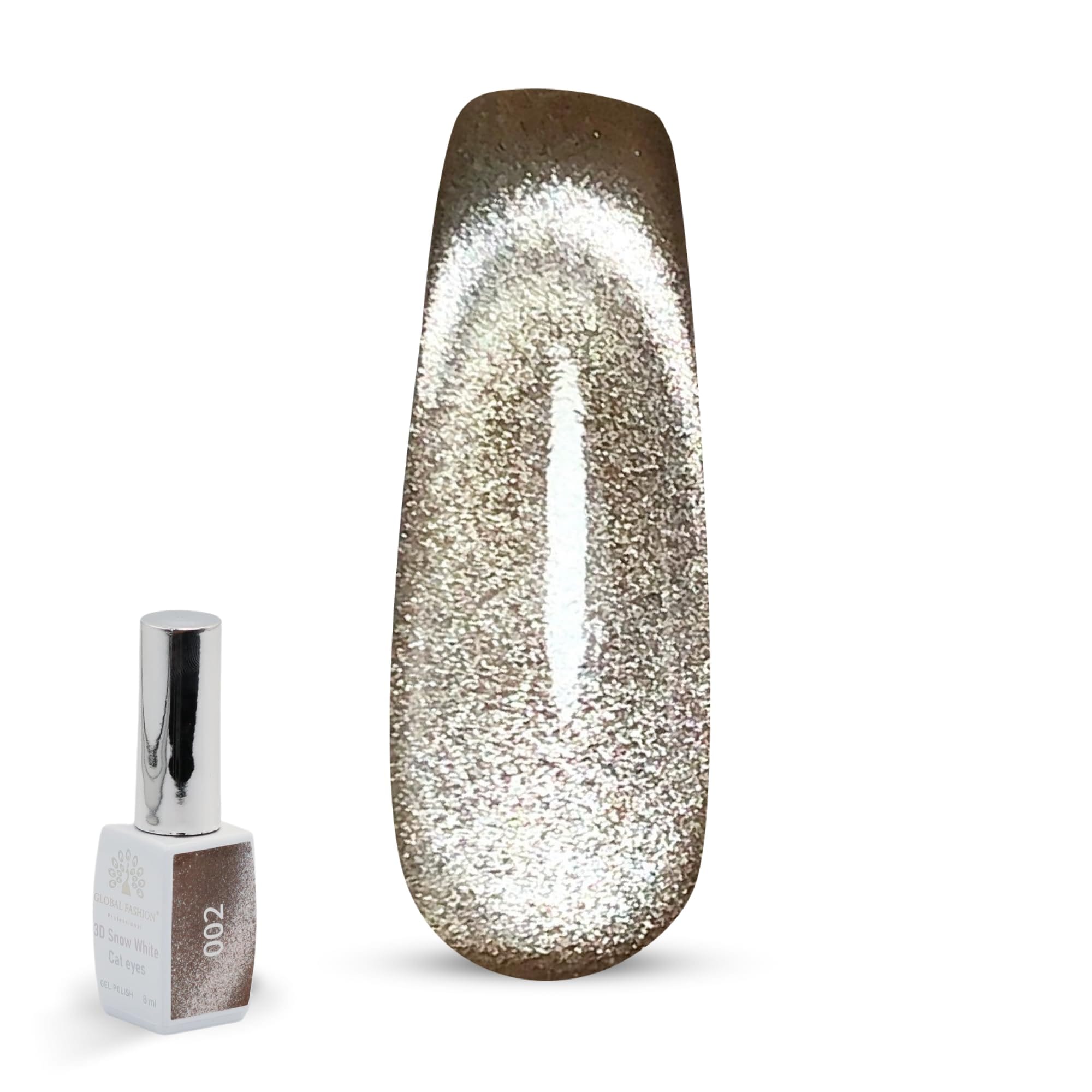 3D Snow White Cat Eye UV/LED Gel Nail Polish – Snow White Soak-Off Shimmer Gel, Long-Lasting High Gloss Nail Art for Salon & Home Use