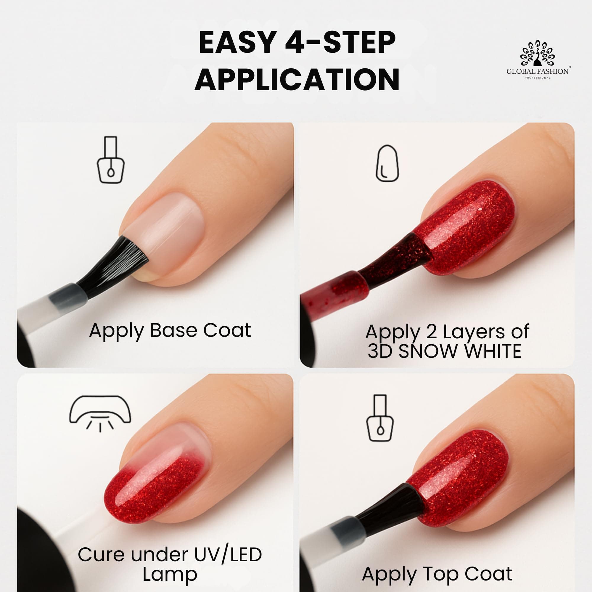 3D Snow White Cat Eye UV/LED Gel Nail Polish – Snow White Soak-Off Shimmer Gel, Long-Lasting High Gloss Nail Art for Salon & Home Use — 4