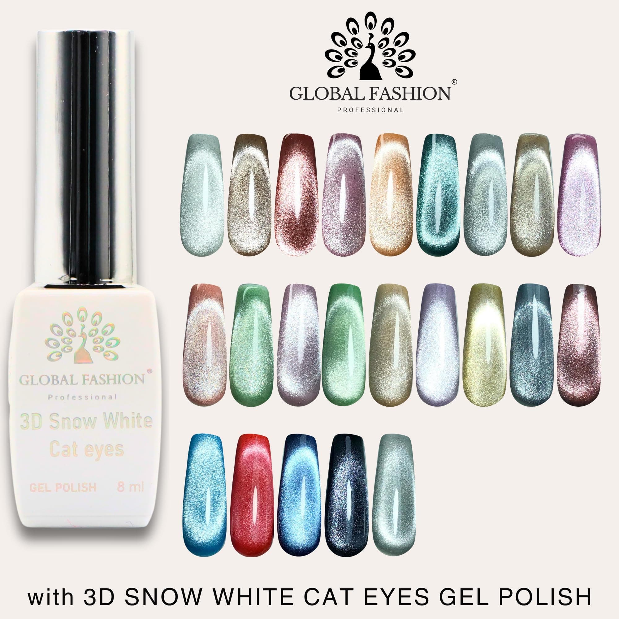 3D Snow White Cat Eye UV/LED Gel Nail Polish – Snow White Soak-Off Shimmer Gel, Long-Lasting High Gloss Nail Art for Salon & Home Use — 7