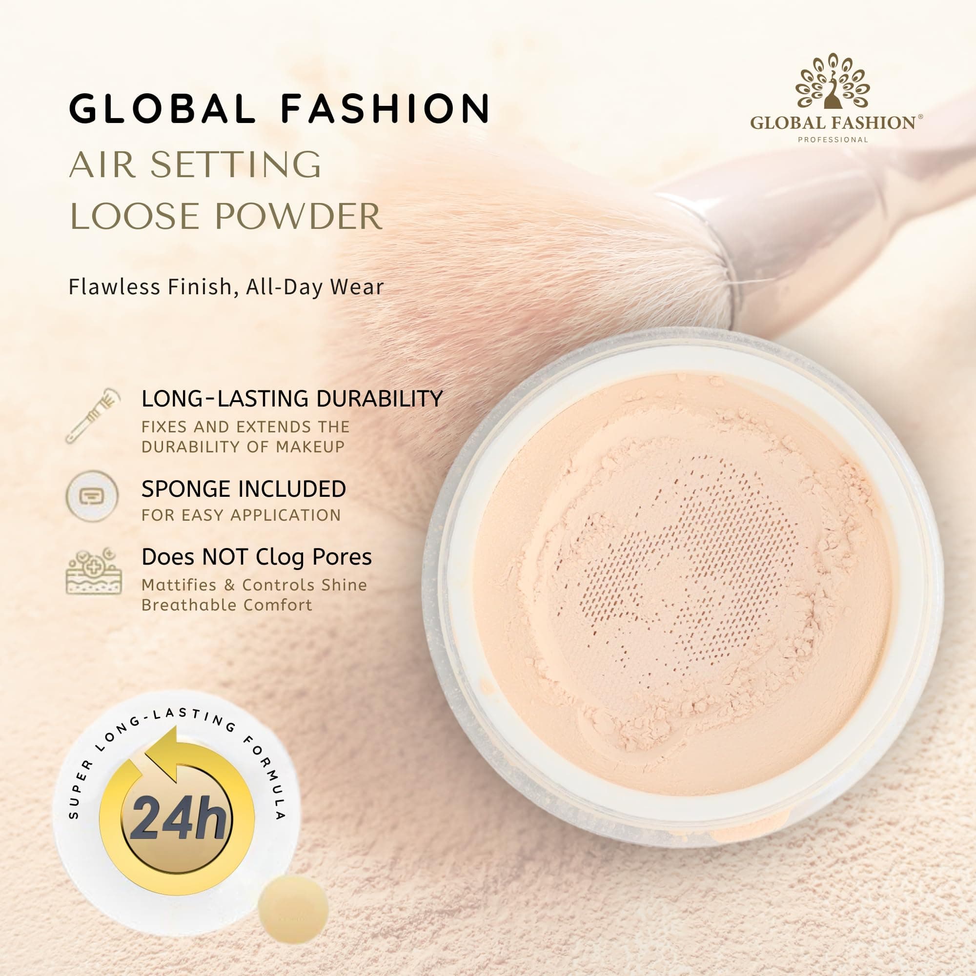 Air Setting Loose Powder - Lightweight, Oil Control, Full Coverage, Long-Lasting Matte Finish - Makeup Setting Powder for Flawless Skin, Suitable for All Skins, 10g — 3