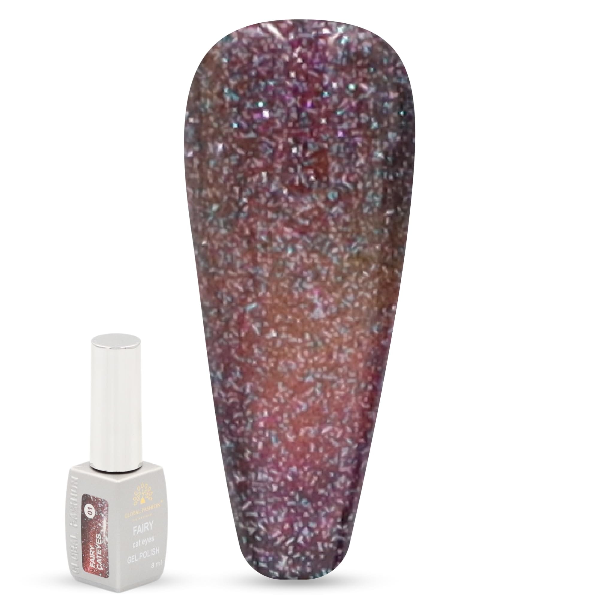 Fairy Cat Eyes Gel Polish 8ml Global Fashion | Magical Shimmer Lash | Long-Lasting Holographic, High-Gloss, Soak Off, Nail Art Design, Easy Application, Professional Manicure, Salo