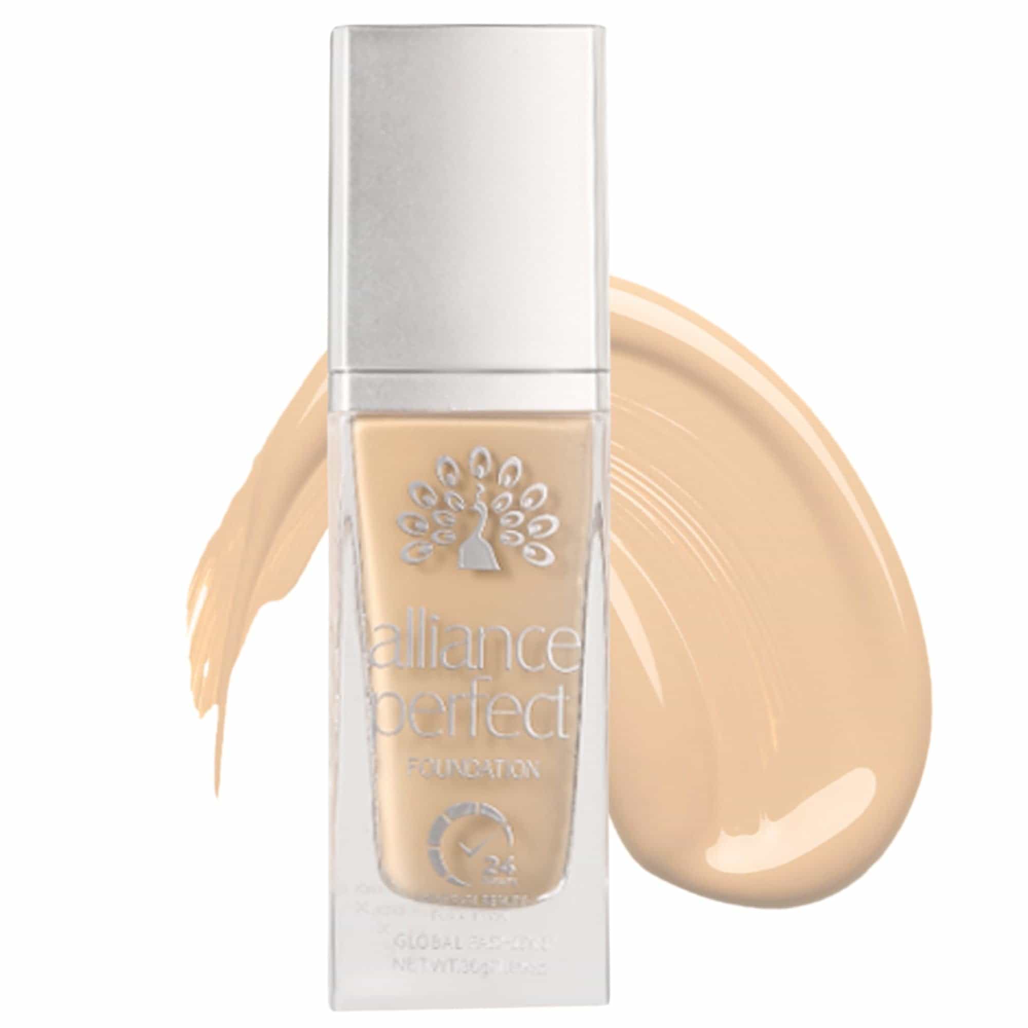 GLOBAL FASHION Alliance Perfect Liquid Foundation 8 Shades - 24H Long-Wear, Smart Tone-Adapting Full Coverage, Hydrating Vitamin E Complex, Transfer-Proof, Seamless Blend