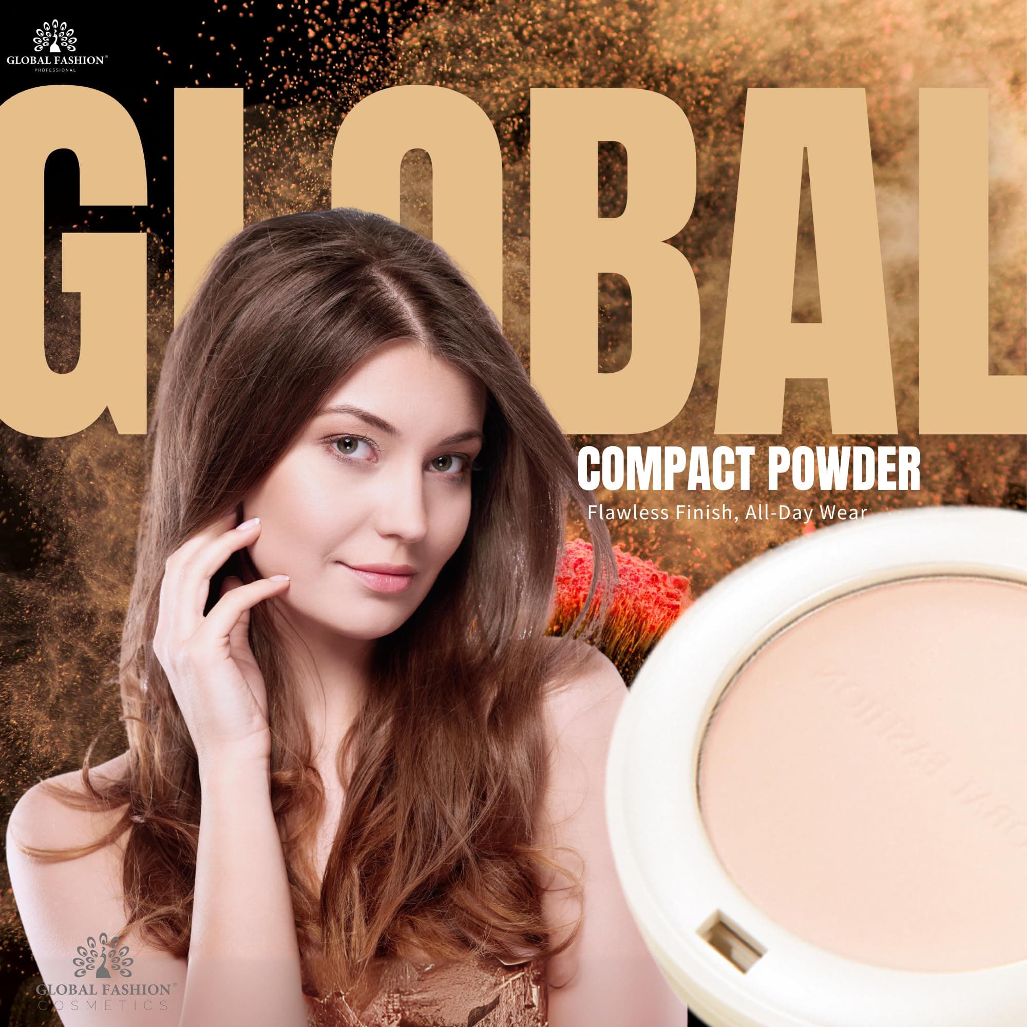 Global Fashion Compact Powder - 6 Buildable Coverage Shades, Micro Milled Velvet - Matte Pressed Powder, All-Day Oil Control & 24H Shine-Free, Non-Comedogenic, Mirror & Puff Touch — 5