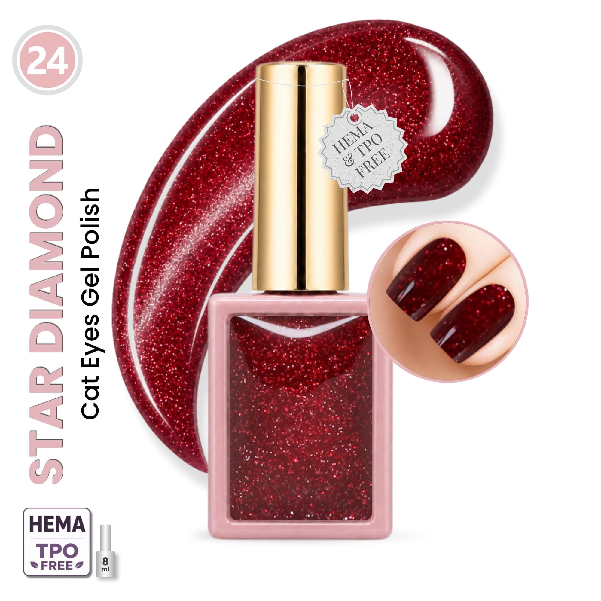 Global Fashion HEMA TPO FreeStar Diamond Cat Eyes Gel Polish | 8ml, 01 — 2