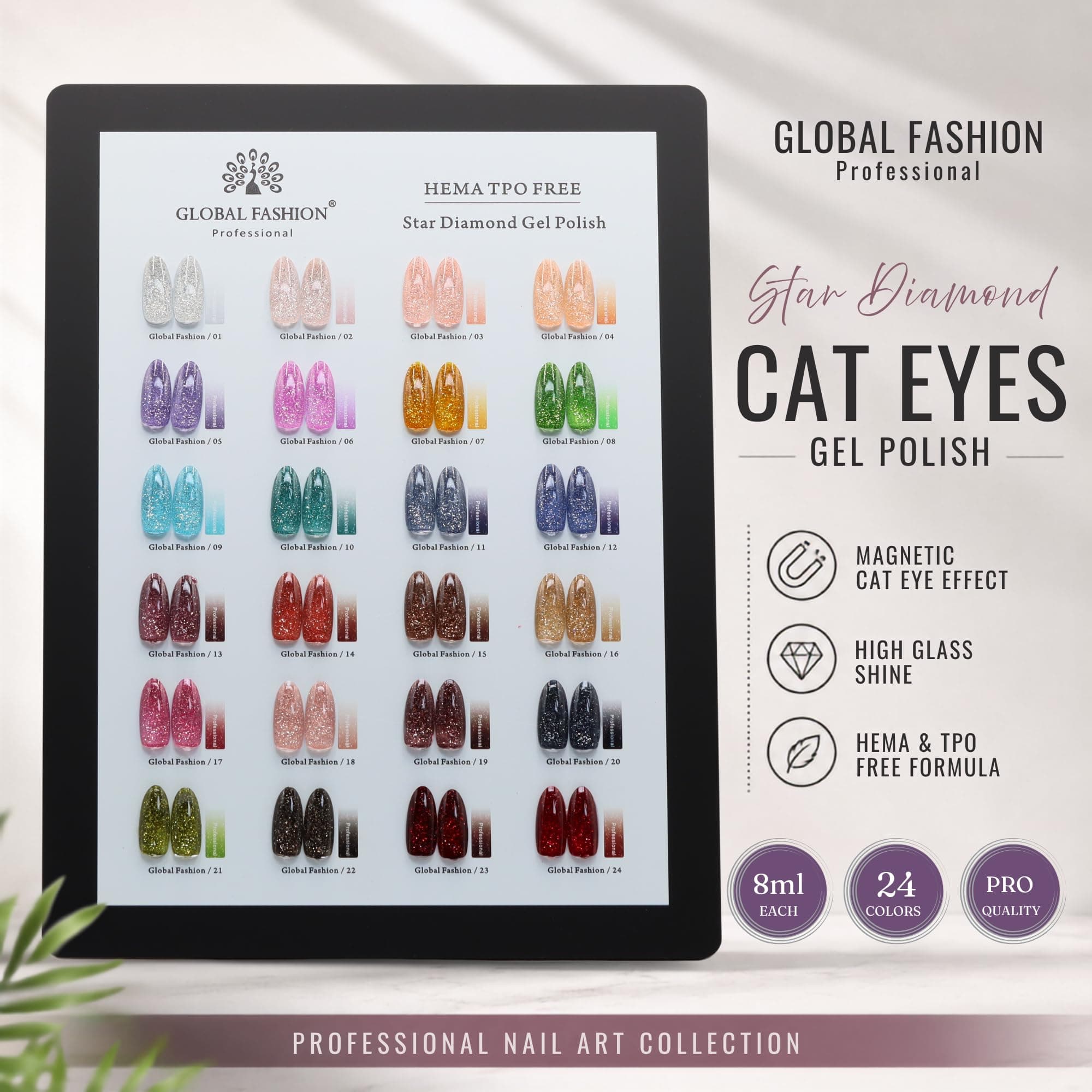 Global Fashion HEMA TPO FreeStar Diamond Cat Eyes Gel Polish | 8ml, 01 — 6
