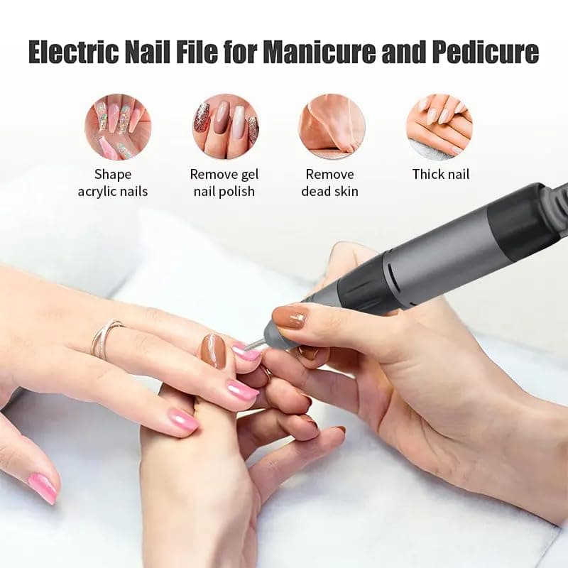GLOBAL FASHION GF-210 Professional Nail Drill Machine – 68W, 35,000 RPM High-Speed E-File, Variable Speed, Reverse Rotation, Low Noise, Durable Acrylic,Gel & Polygel Nails, Manicur — 4