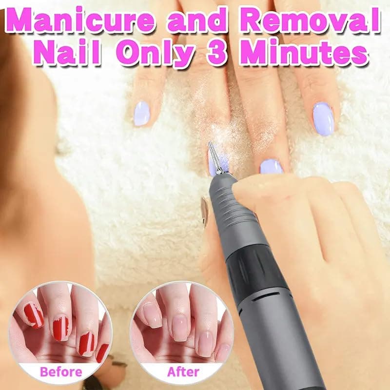 GLOBAL FASHION GF-210 Professional Nail Drill Machine – 68W, 35,000 RPM High-Speed E-File, Variable Speed, Reverse Rotation, Low Noise, Durable Acrylic,Gel & Polygel Nails, Manicur — 6