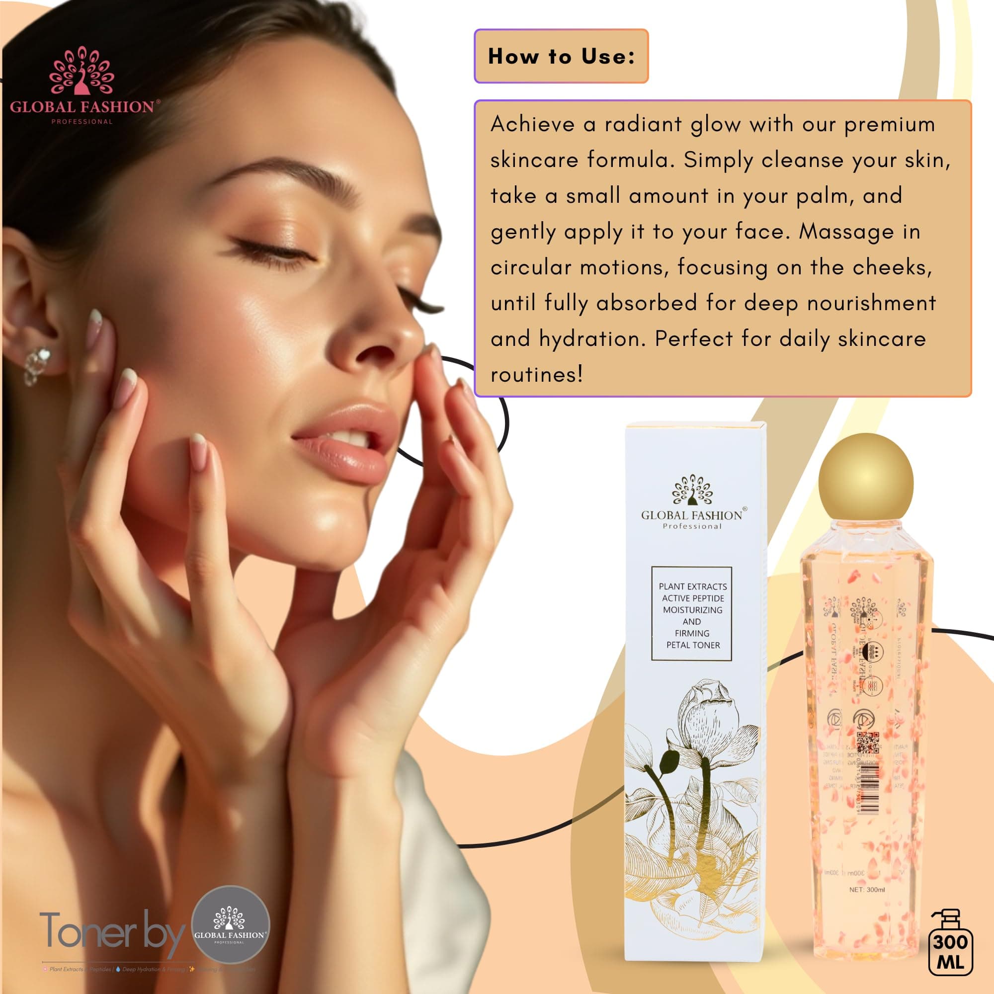 GLOBAL FASHION Hydrating Toner 300 ml – Alcohol-Free, pH-Balancing Essence with Hyaluronic Acid, Niacinamide & Botanical Extracts – Anti-Aging, Pore-Minimizing, Skin Care for All T — 3