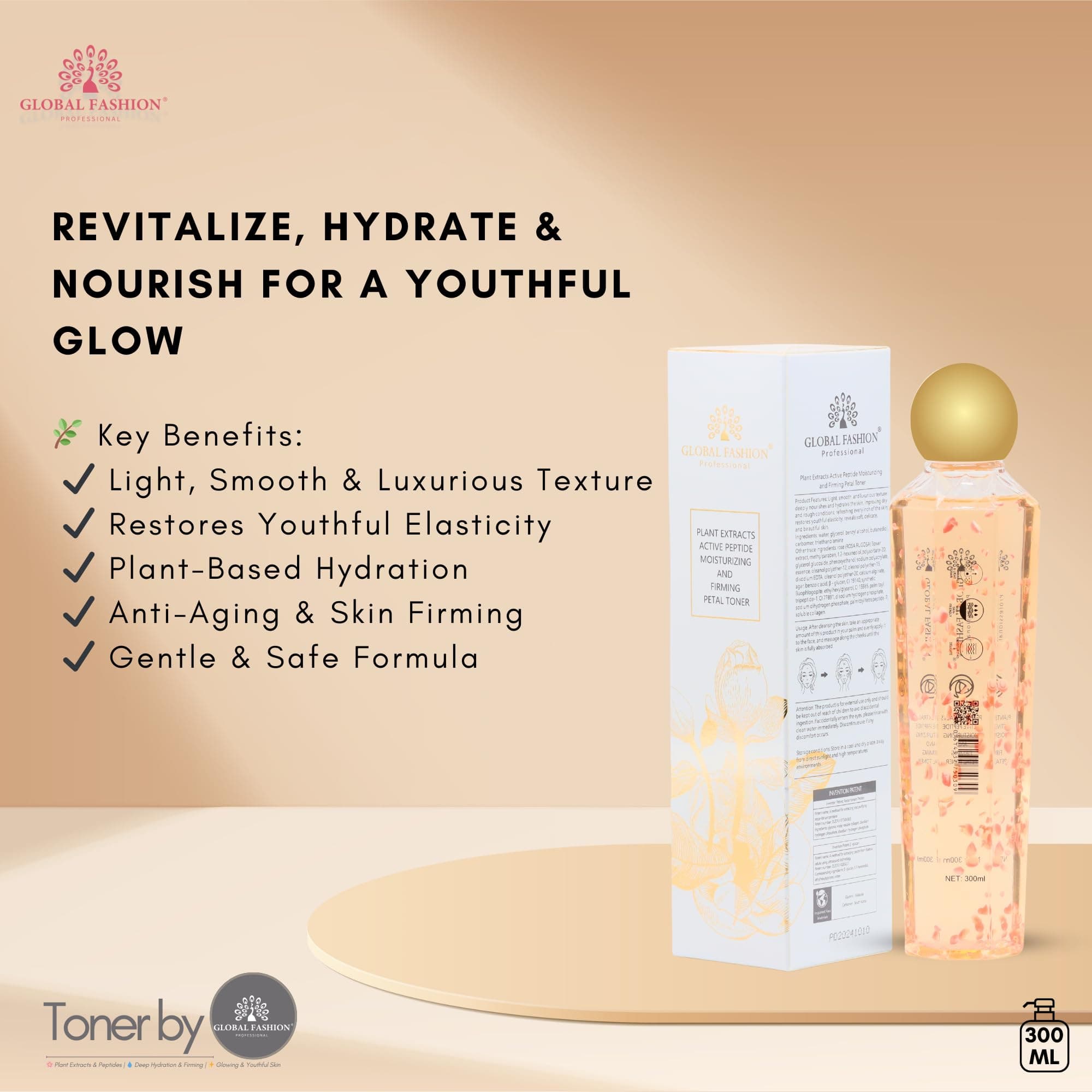 GLOBAL FASHION Hydrating Toner 300 ml – Alcohol-Free, pH-Balancing Essence with Hyaluronic Acid, Niacinamide & Botanical Extracts – Anti-Aging, Pore-Minimizing, Skin Care for All T — 4