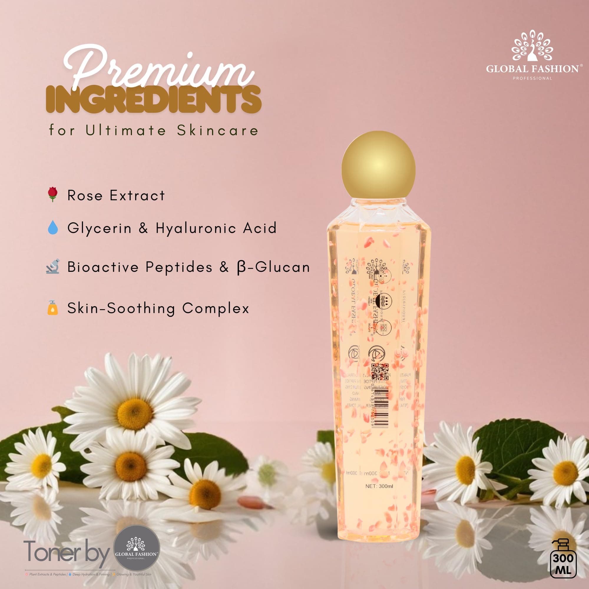 GLOBAL FASHION Hydrating Toner 300 ml – Alcohol-Free, pH-Balancing Essence with Hyaluronic Acid, Niacinamide & Botanical Extracts – Anti-Aging, Pore-Minimizing, Skin Care for All T — 5