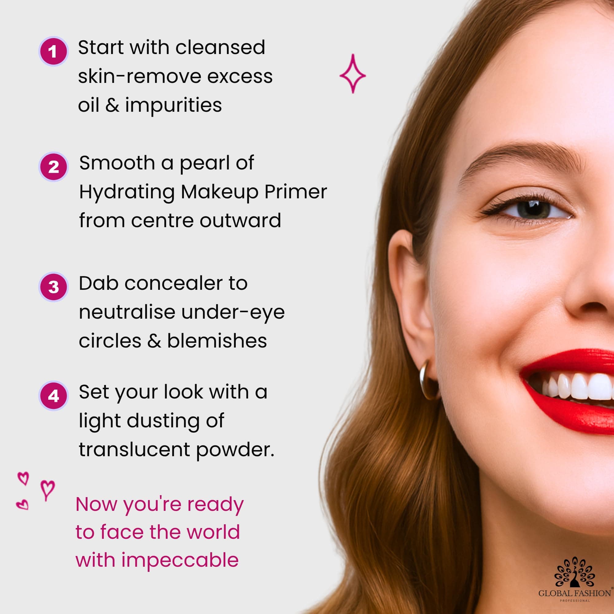 Global Fashion Hydrating Makeup Primer – Gel Face Primer with Niacinamide & Hyaluronic Acid, Pore Blur, 24 h Hydration, Airless Pump, Korean Base for Flawless, Longwear Makeup — 4