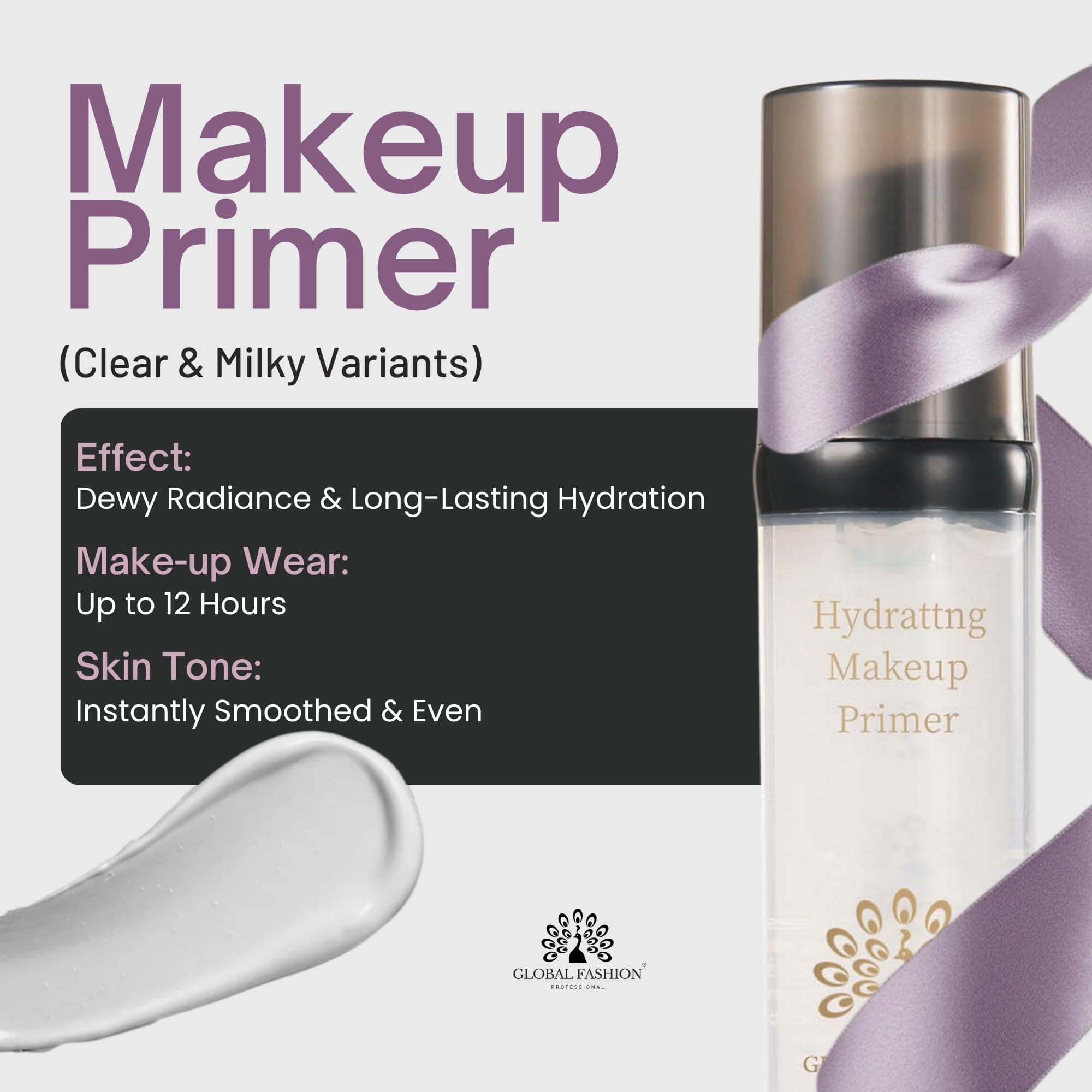 Global Fashion Hydrating Makeup Primer – Gel Face Primer with Niacinamide & Hyaluronic Acid, Pore Blur, 24 h Hydration, Airless Pump, Korean Base for Flawless, Longwear Makeup — 7