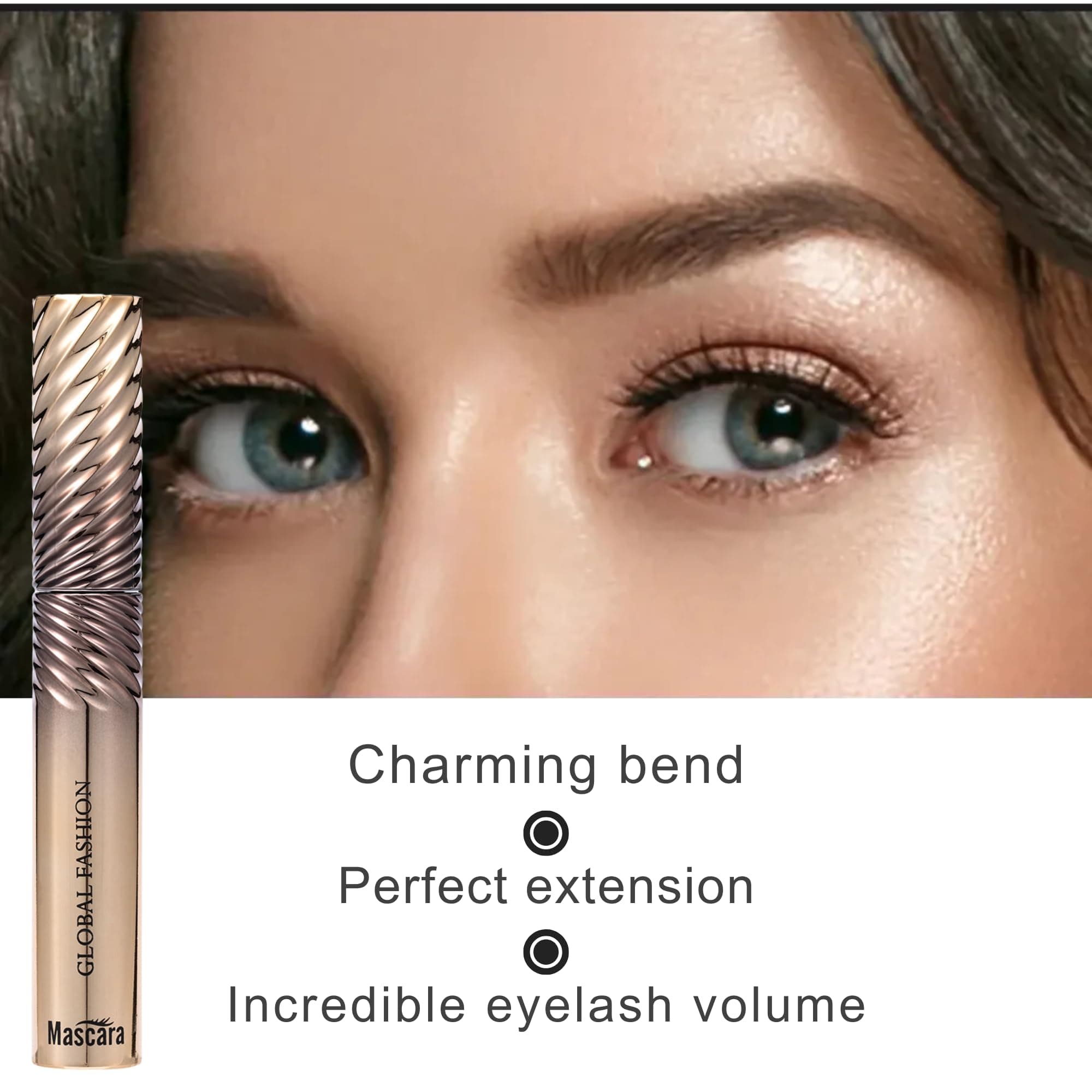 Global Fashion Magic Curl Waterproof Mascara, 24-Hour Long-Lasting Smudge-Proof Lash Definer, Dual Brush System for Volume, Curl, Length & Clump-Free Separation — 6