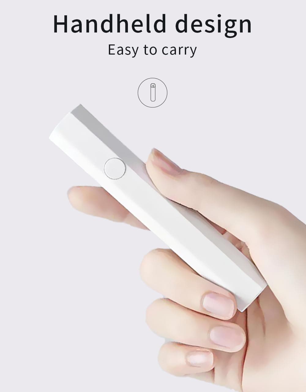 Global Fashion Mini LED Handheld Nail Dryer Lamp - Fast Curing for Gel Polish, Glue & Art, Compact & Lightweight with Multiple Timer Settings, Safe Auto Shut-Off, Ergonomic Design, — 5