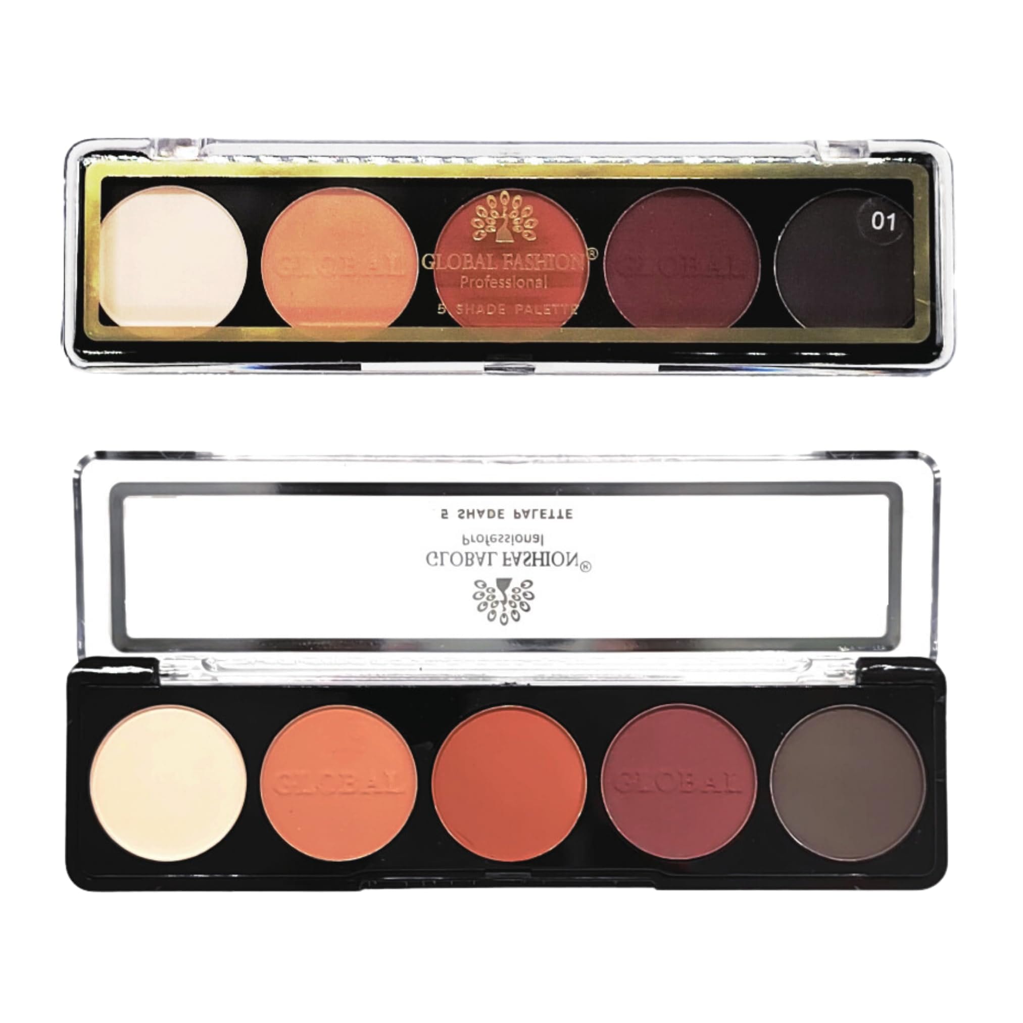 Global Fashion Professional 5-Color Eye Shad Palette - Long-Lasting Matte and Shimmer Shades, High Pigment, Blendable Makeup Palette for Day & Night Looks