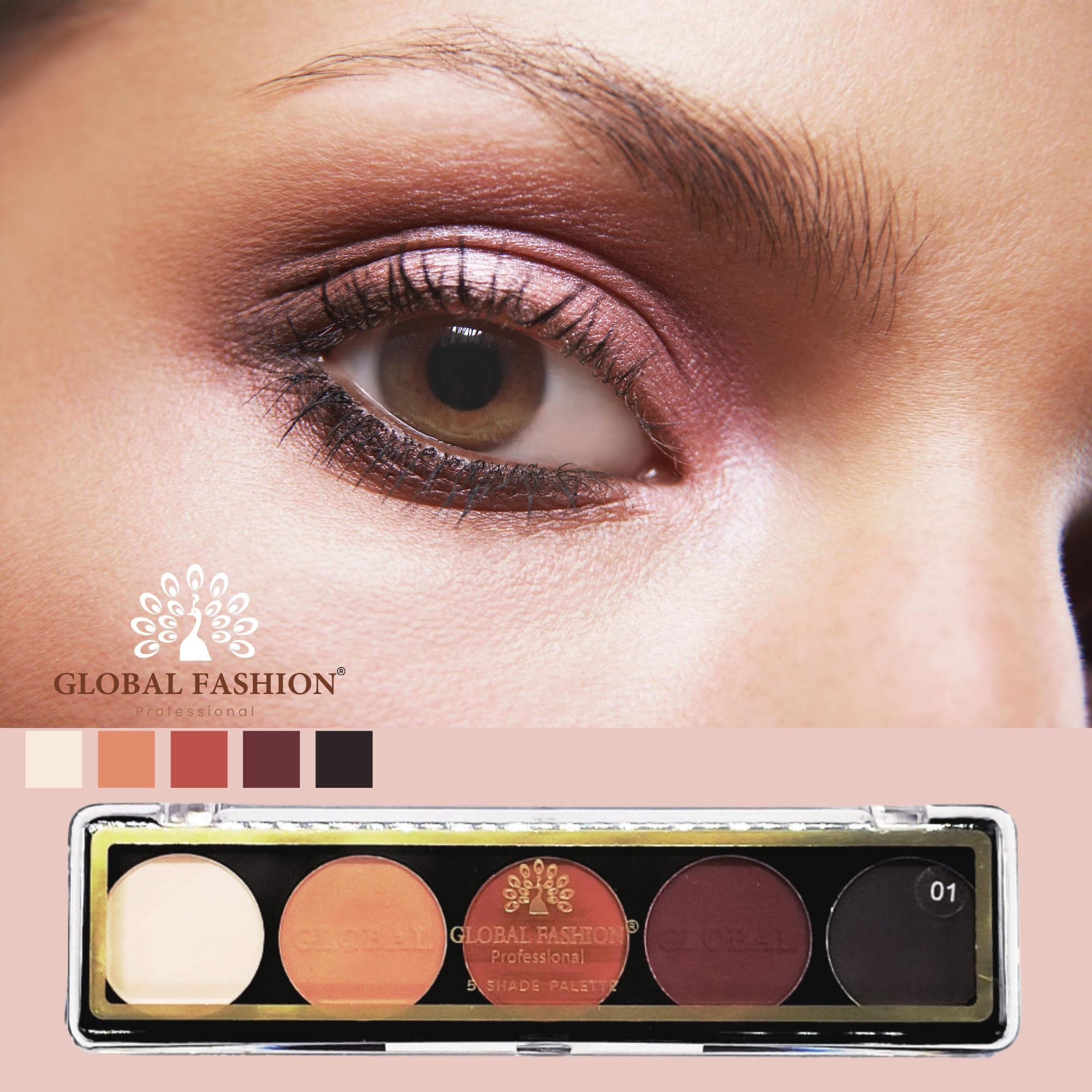 Global Fashion Professional 5-Color Eye Shad Palette - Long-Lasting Matte and Shimmer Shades, High Pigment, Blendable Makeup Palette for Day & Night Looks — 3