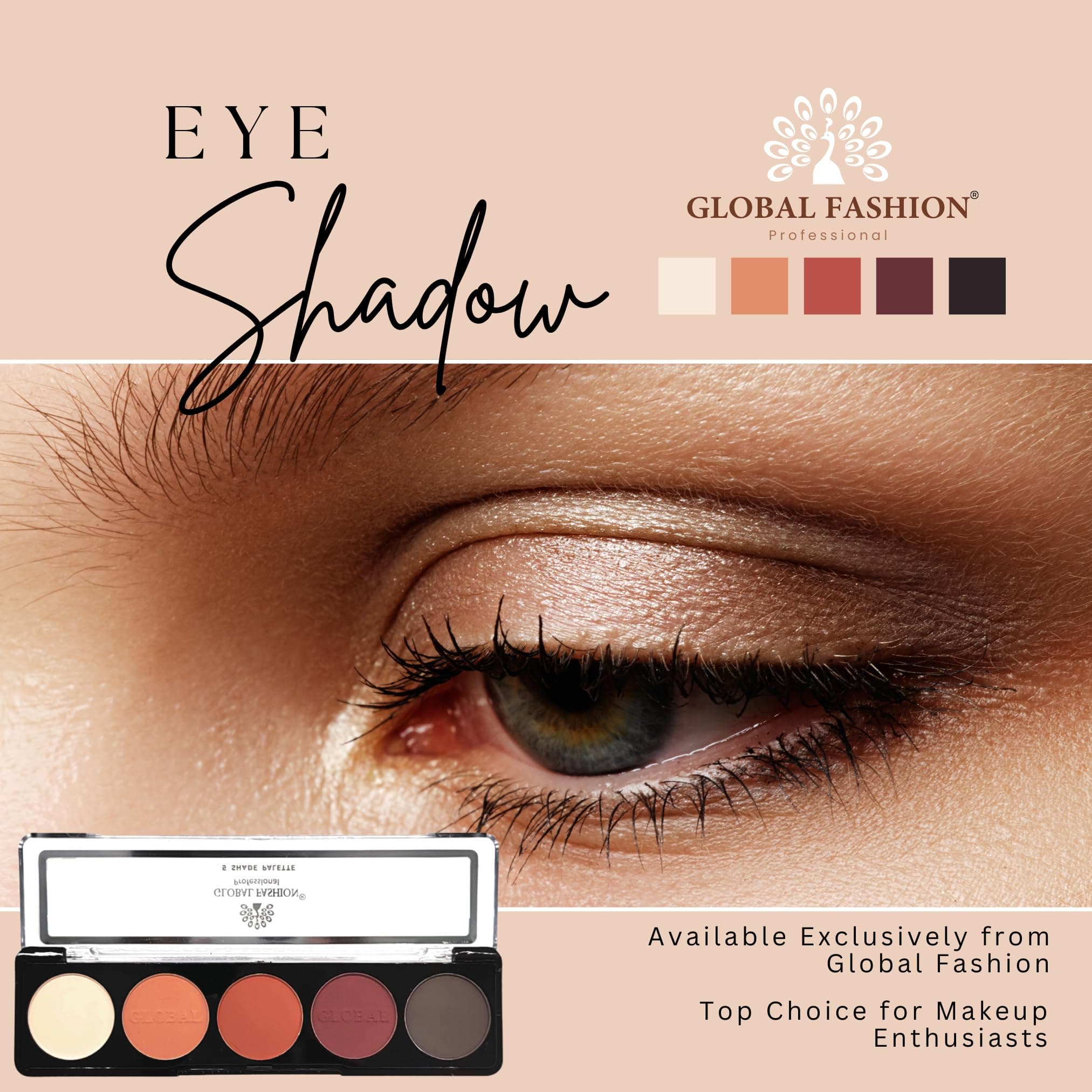 Global Fashion Professional 5-Color Eye Shad Palette - Long-Lasting Matte and Shimmer Shades, High Pigment, Blendable Makeup Palette for Day & Night Looks — 4